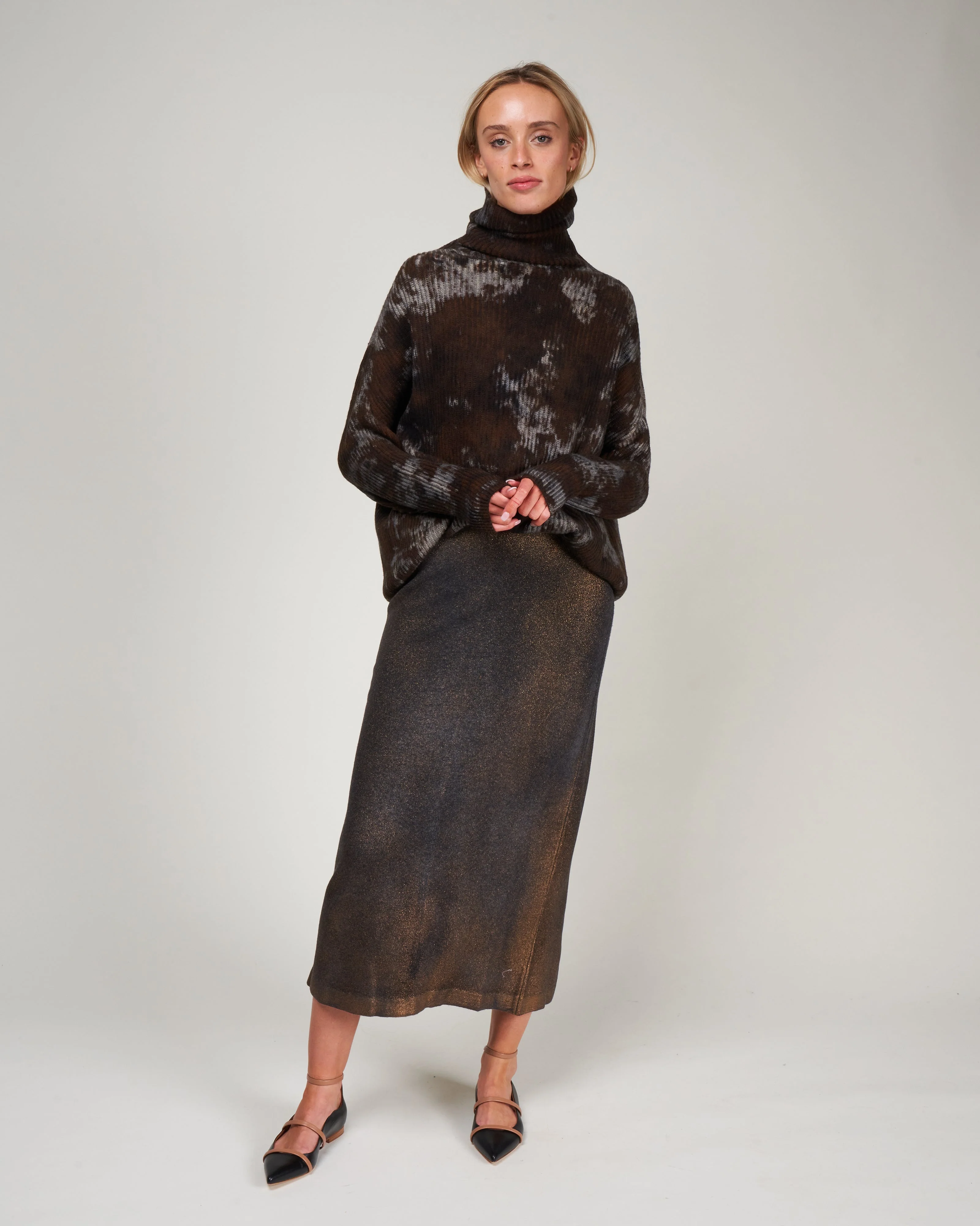 boreal ribbed high neck pullover - cioccolato - Image 2