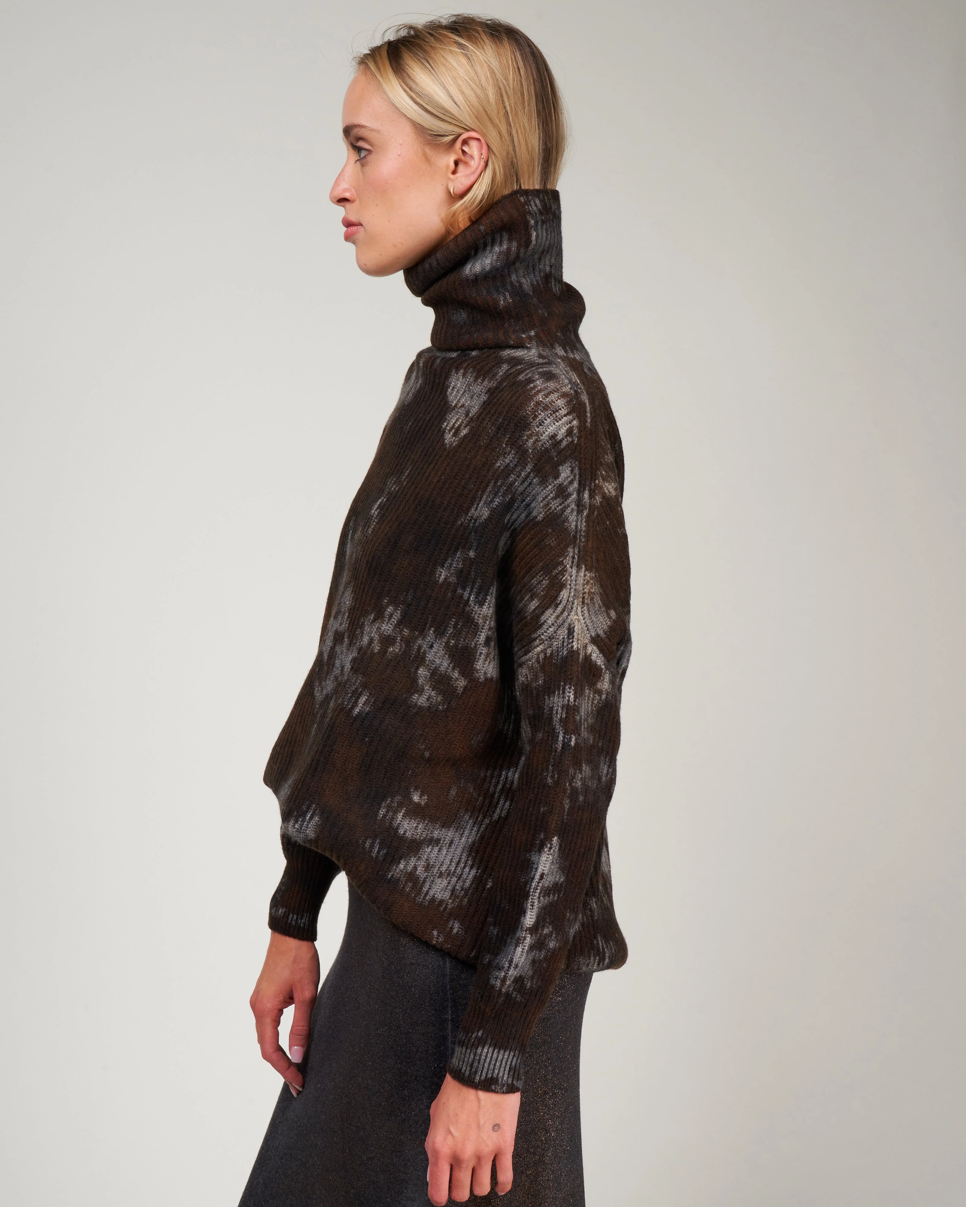boreal ribbed high neck pullover - cioccolato - Image 3