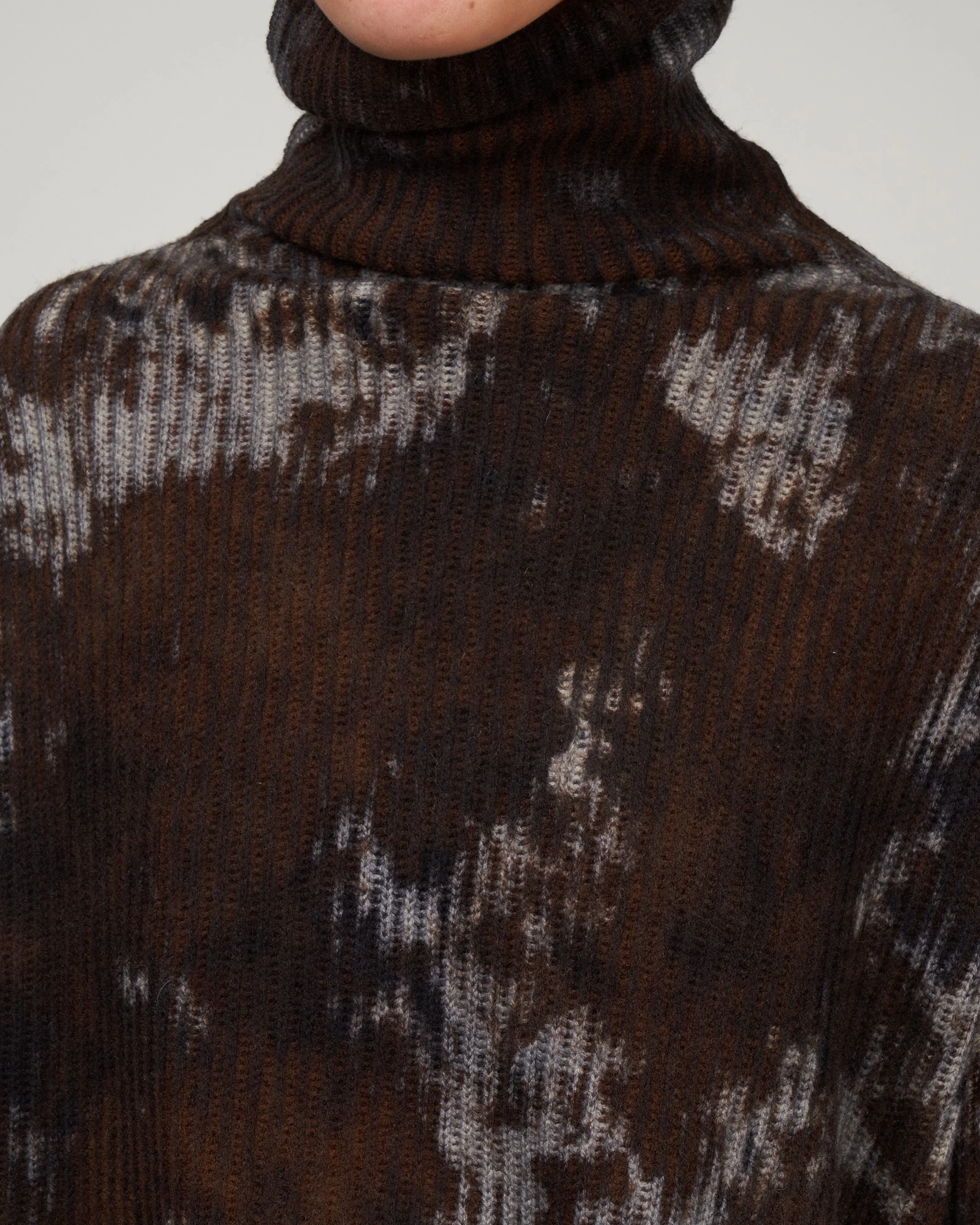 boreal ribbed high neck pullover - cioccolato - Image 5