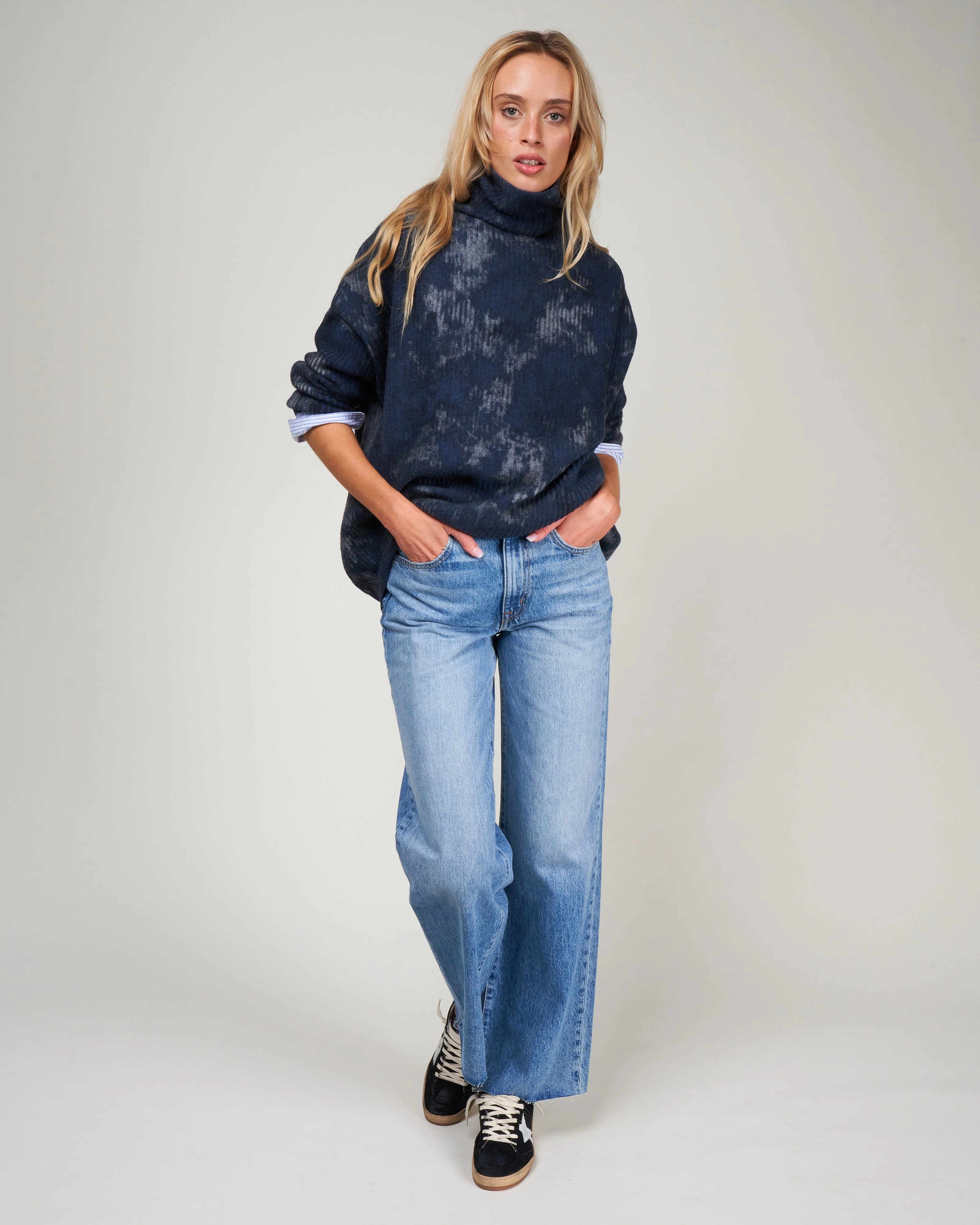 boreal ribbed high neck pullover - lake - Image 2