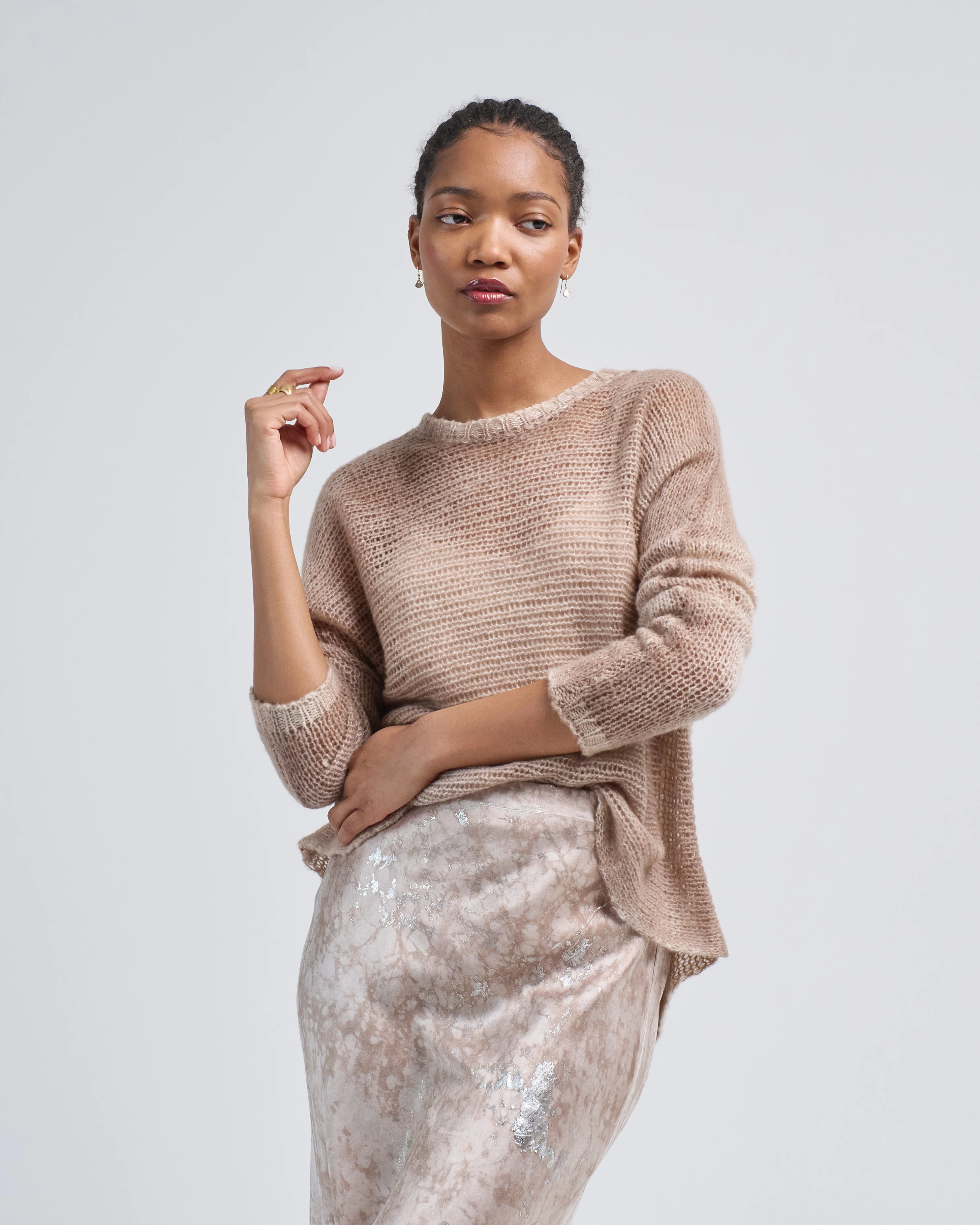 brushed effect round neck pullover - Image 3