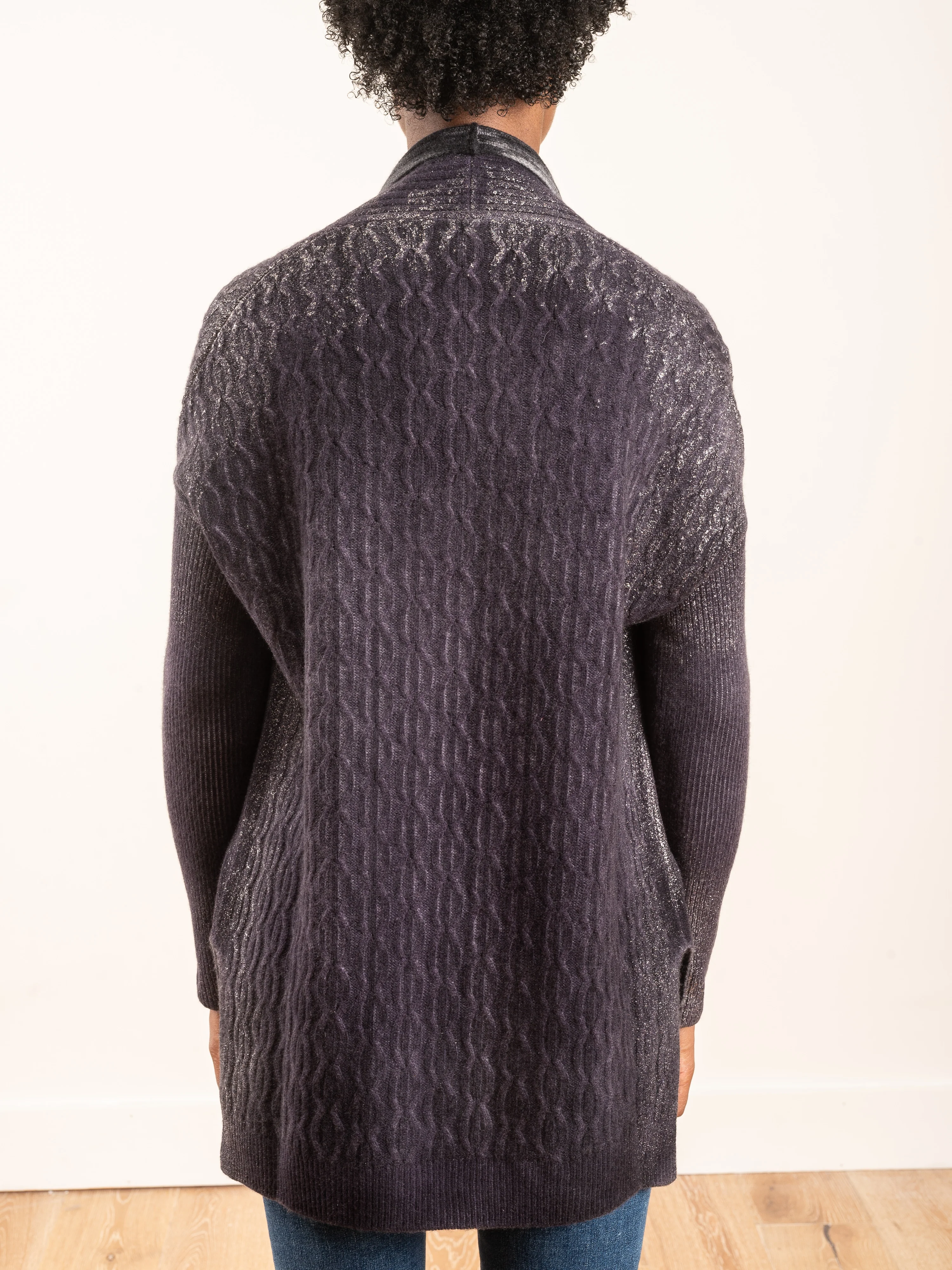 cable stitch cardigan with shaded lamination - Image 5