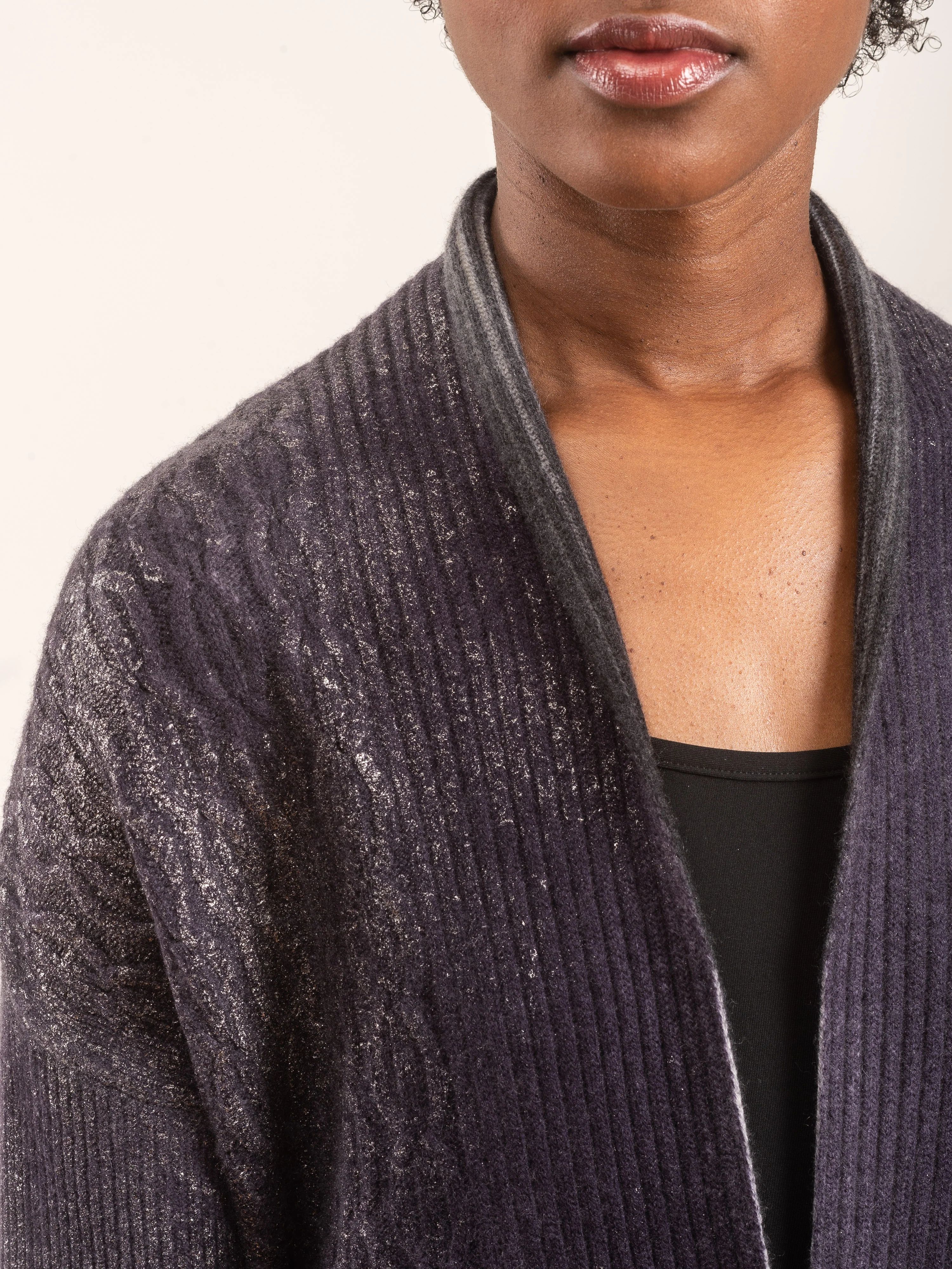 cable stitch cardigan with shaded lamination - Image 7