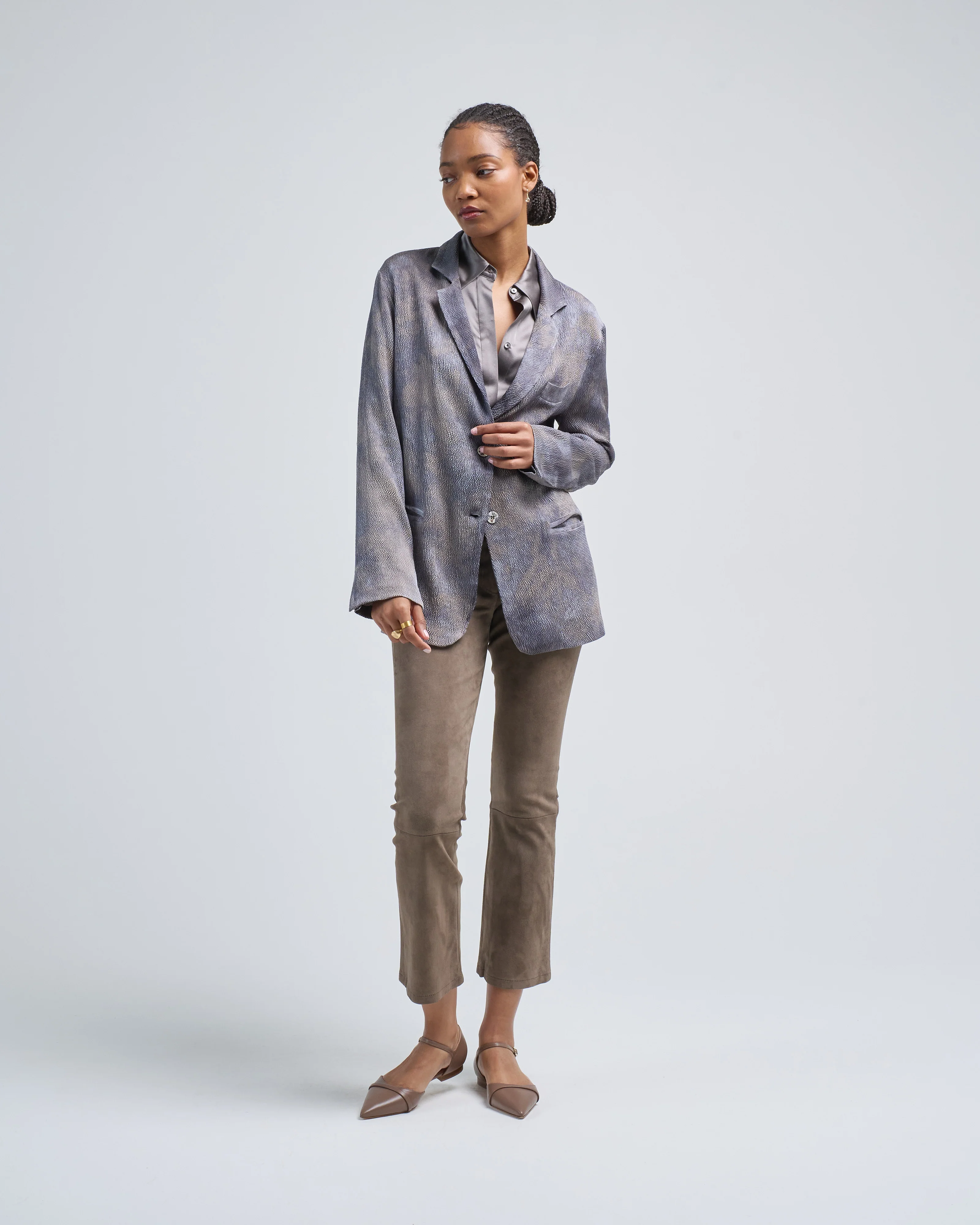 camouflage on grey base stretch silk rever jacket - Image 2