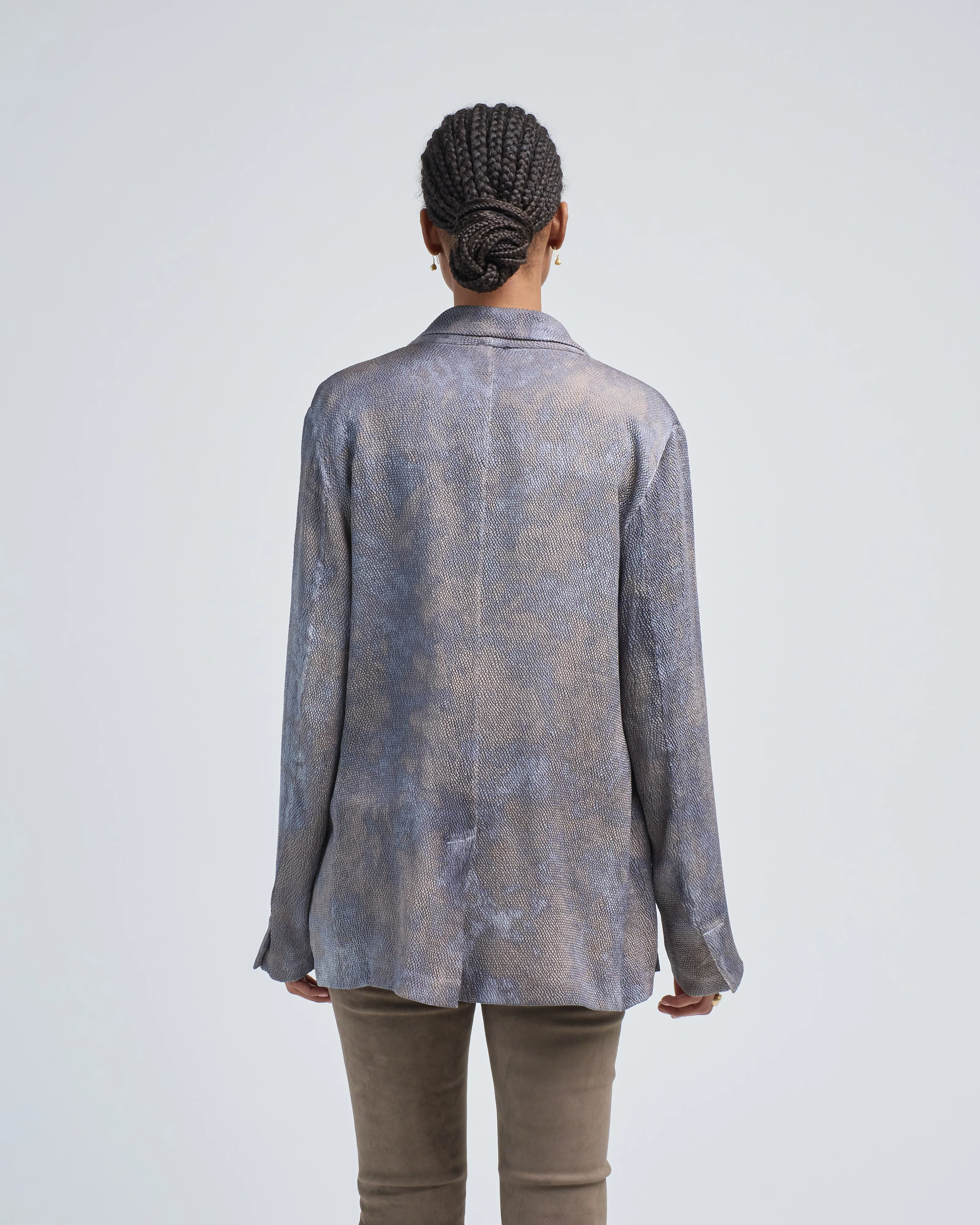 camouflage on grey base stretch silk rever jacket - Image 4