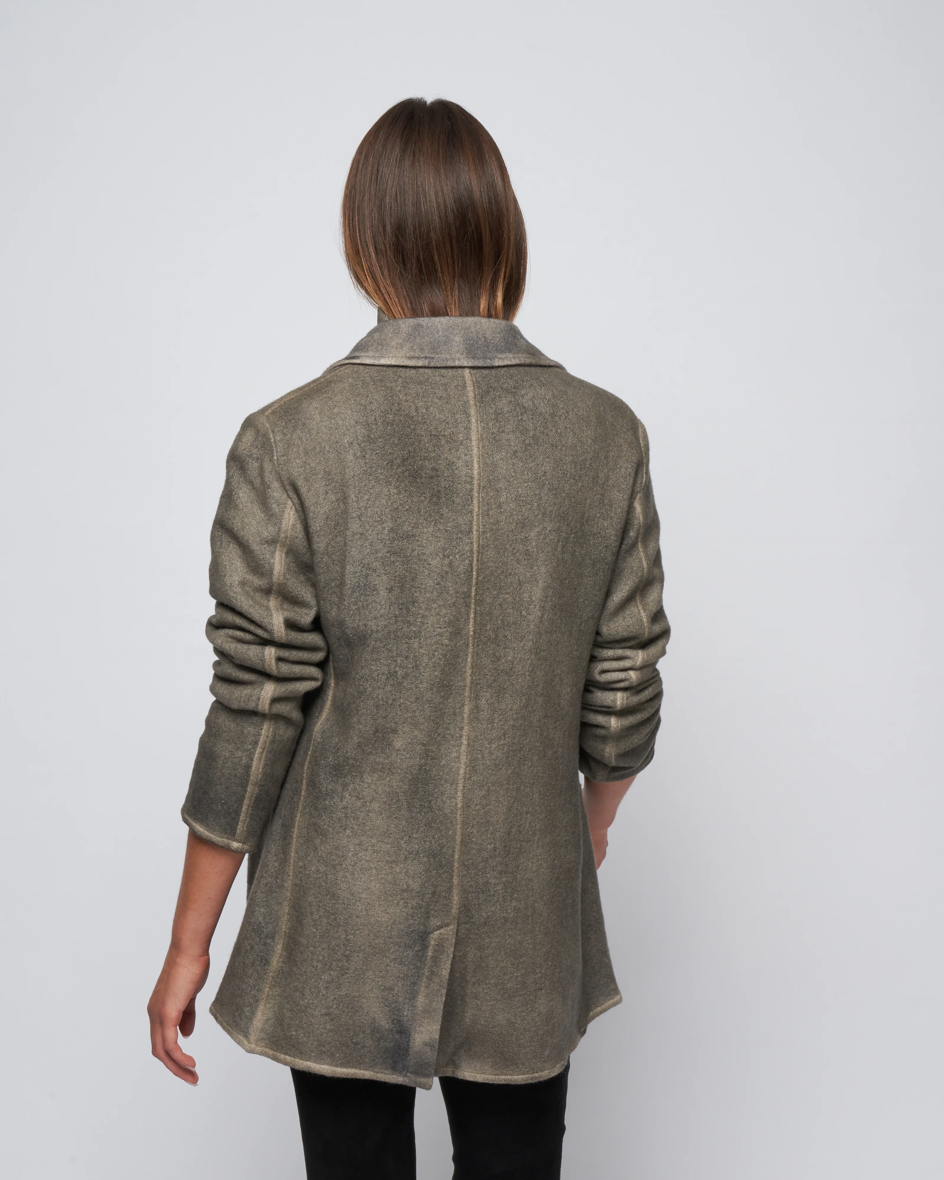 cashmere wool net rever jacket - mushroom - Image 4