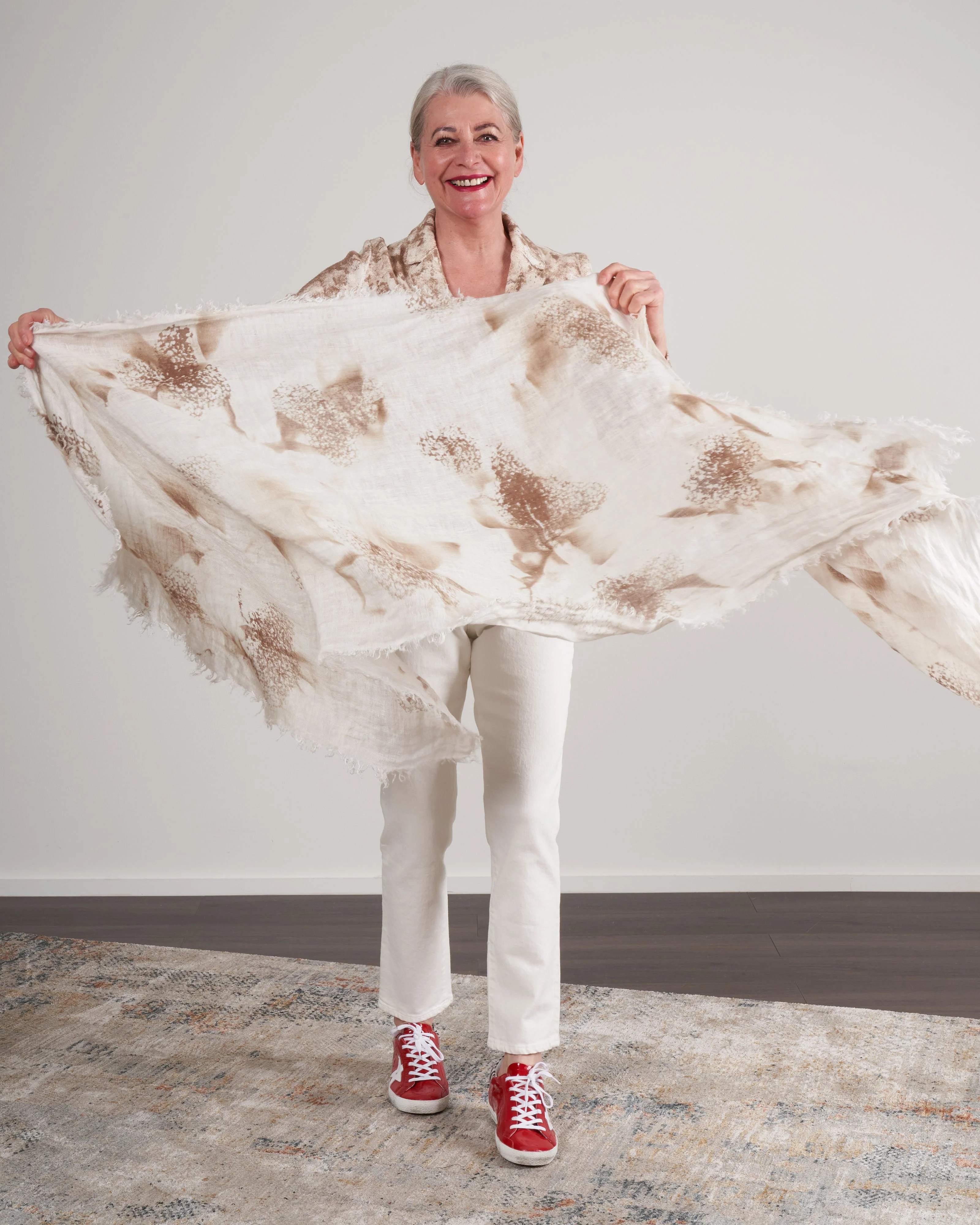 colored blurs linen scarf 70x200 - sughero - Image 2