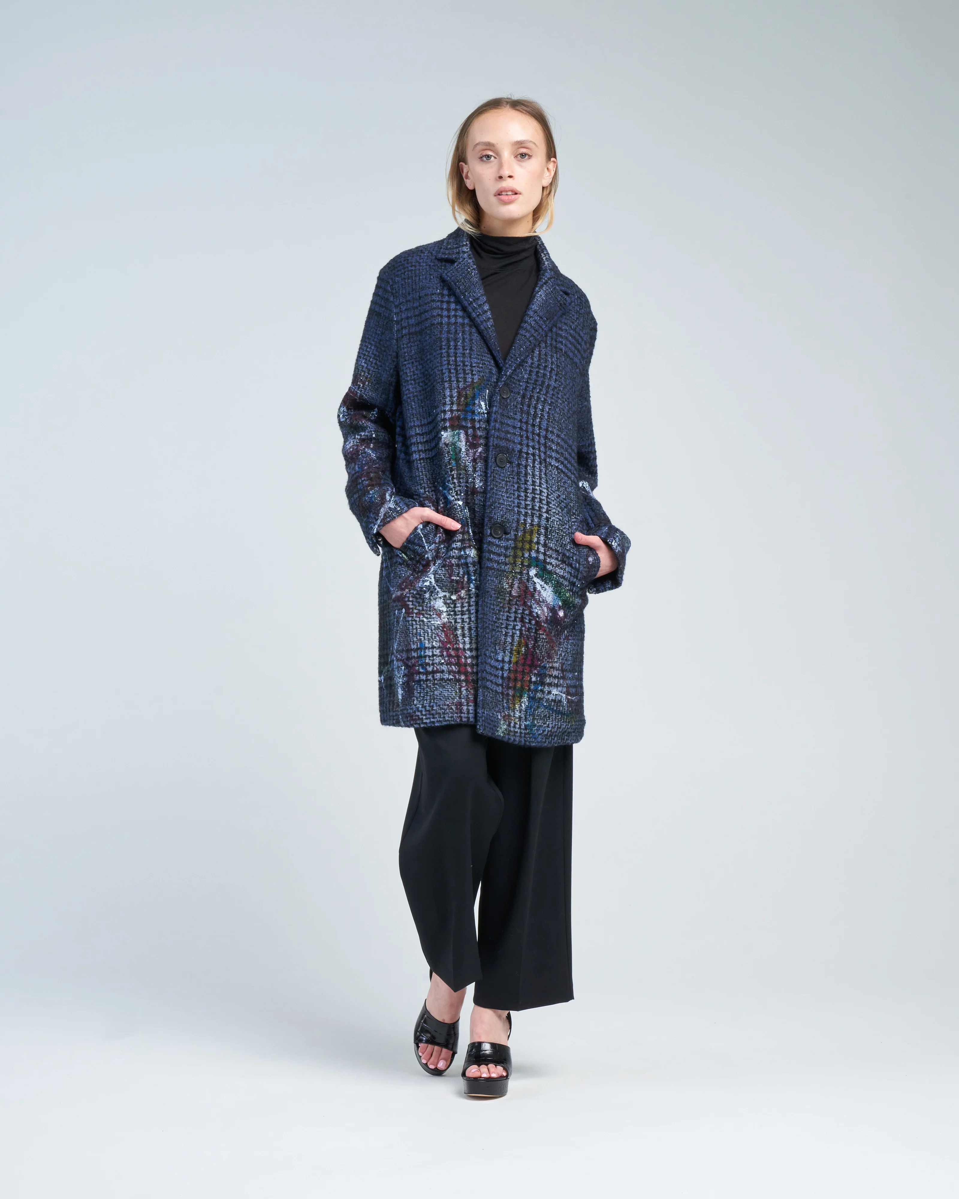 colorful splashes prince of wales rever coat - Image 2
