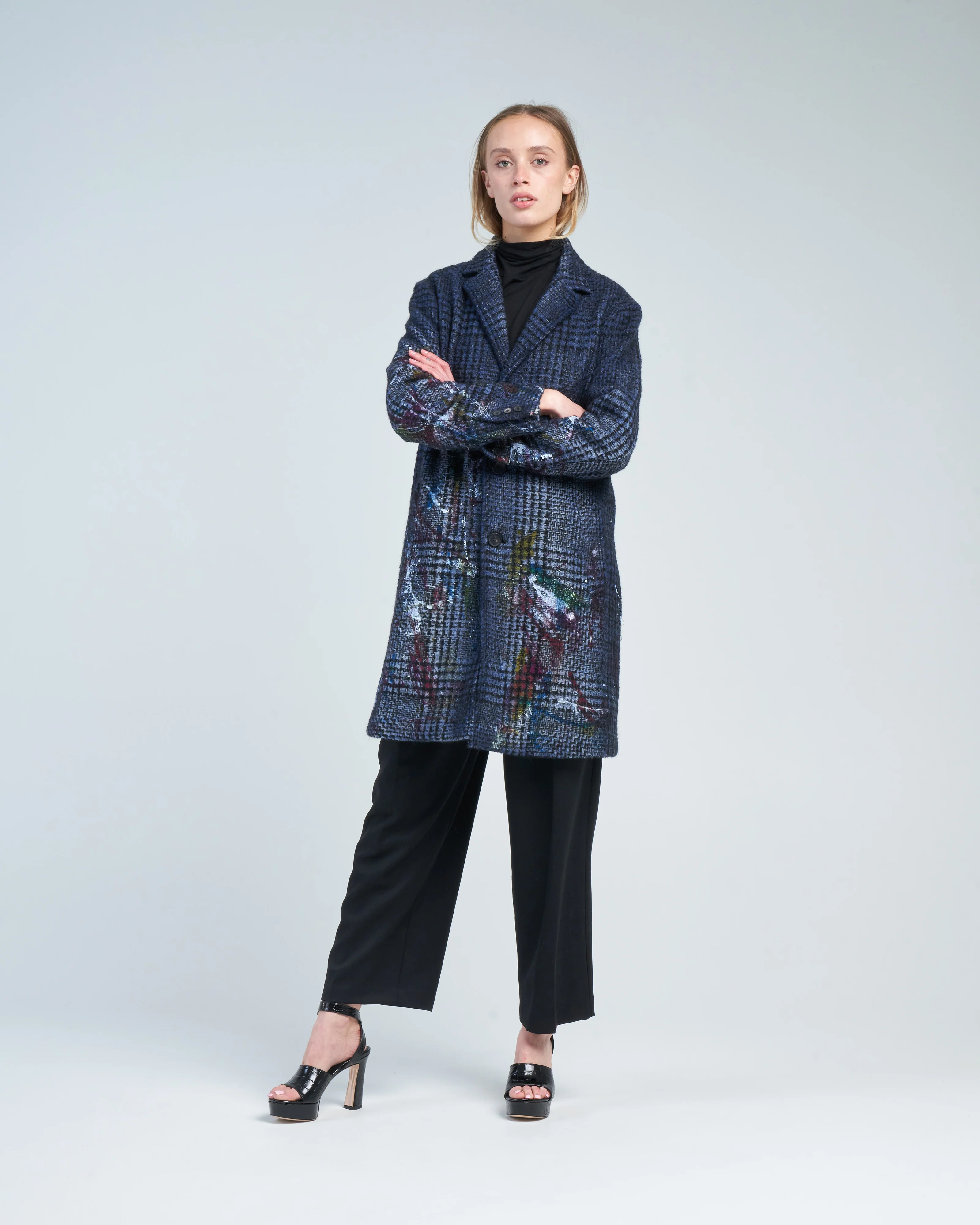 colorful splashes prince of wales rever coat - Image 3
