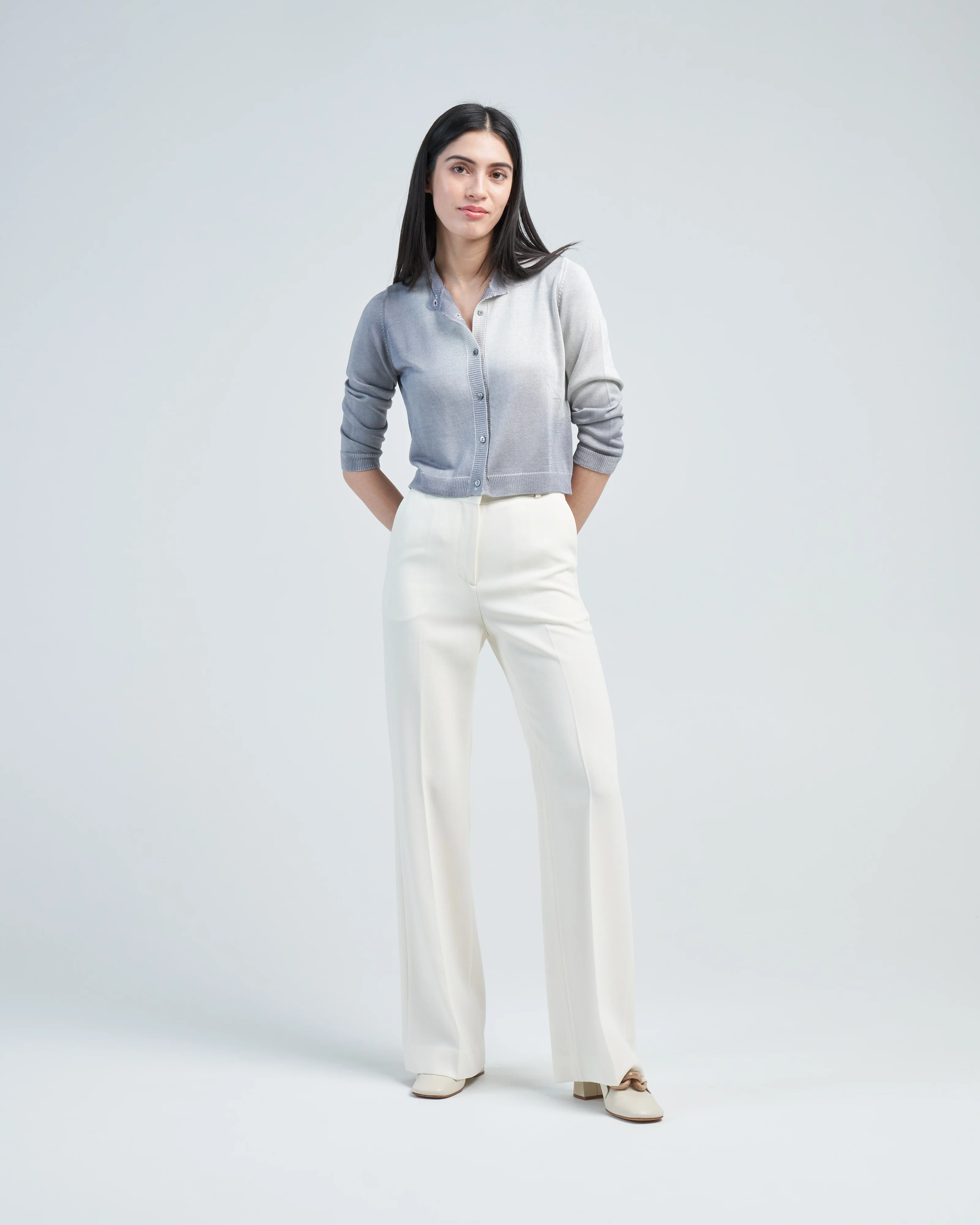degrade' round neck silk cardigan - Image 2