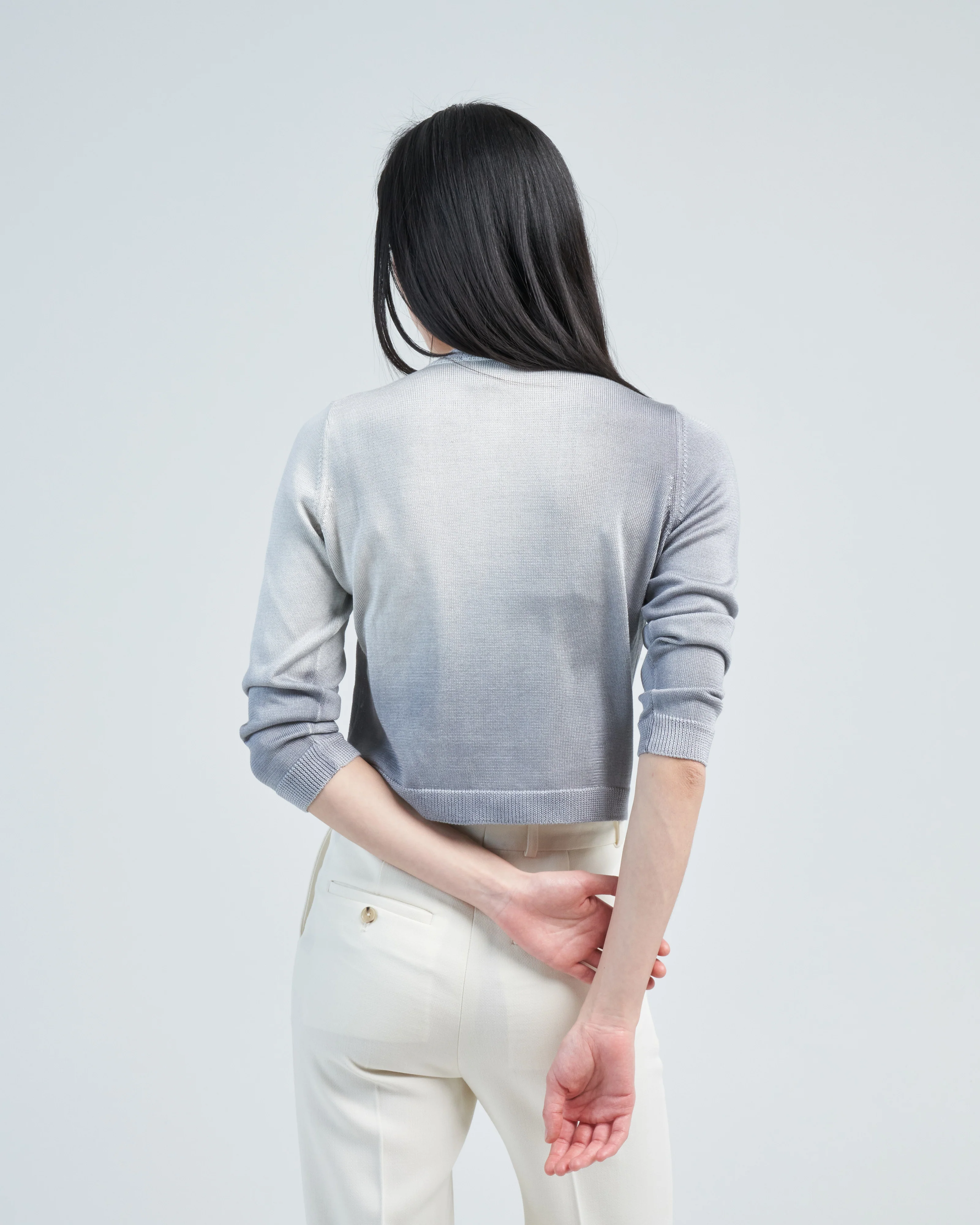 degrade' round neck silk cardigan - Image 4
