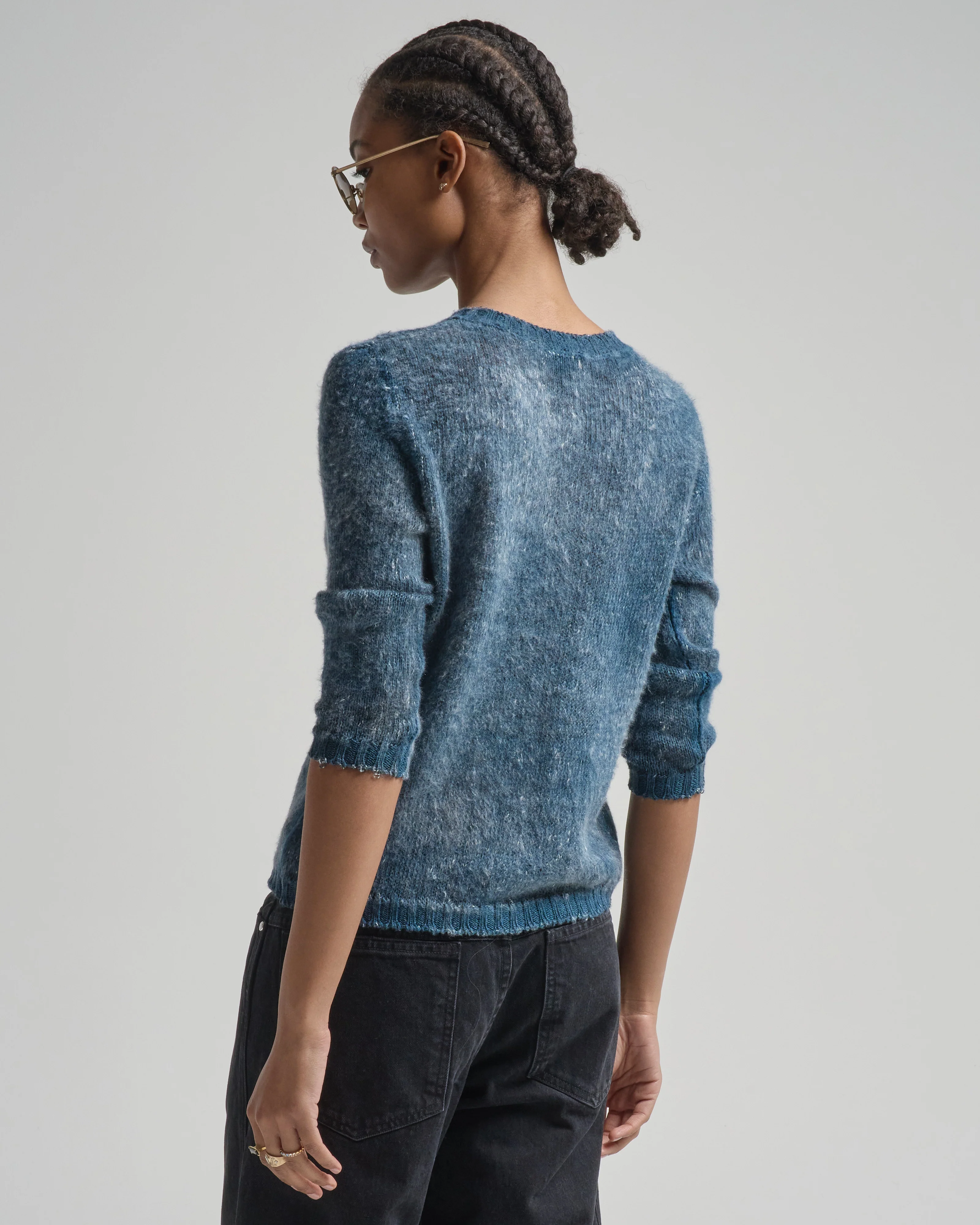 hand painted and brushed linen round neck cardigan - Image 4
