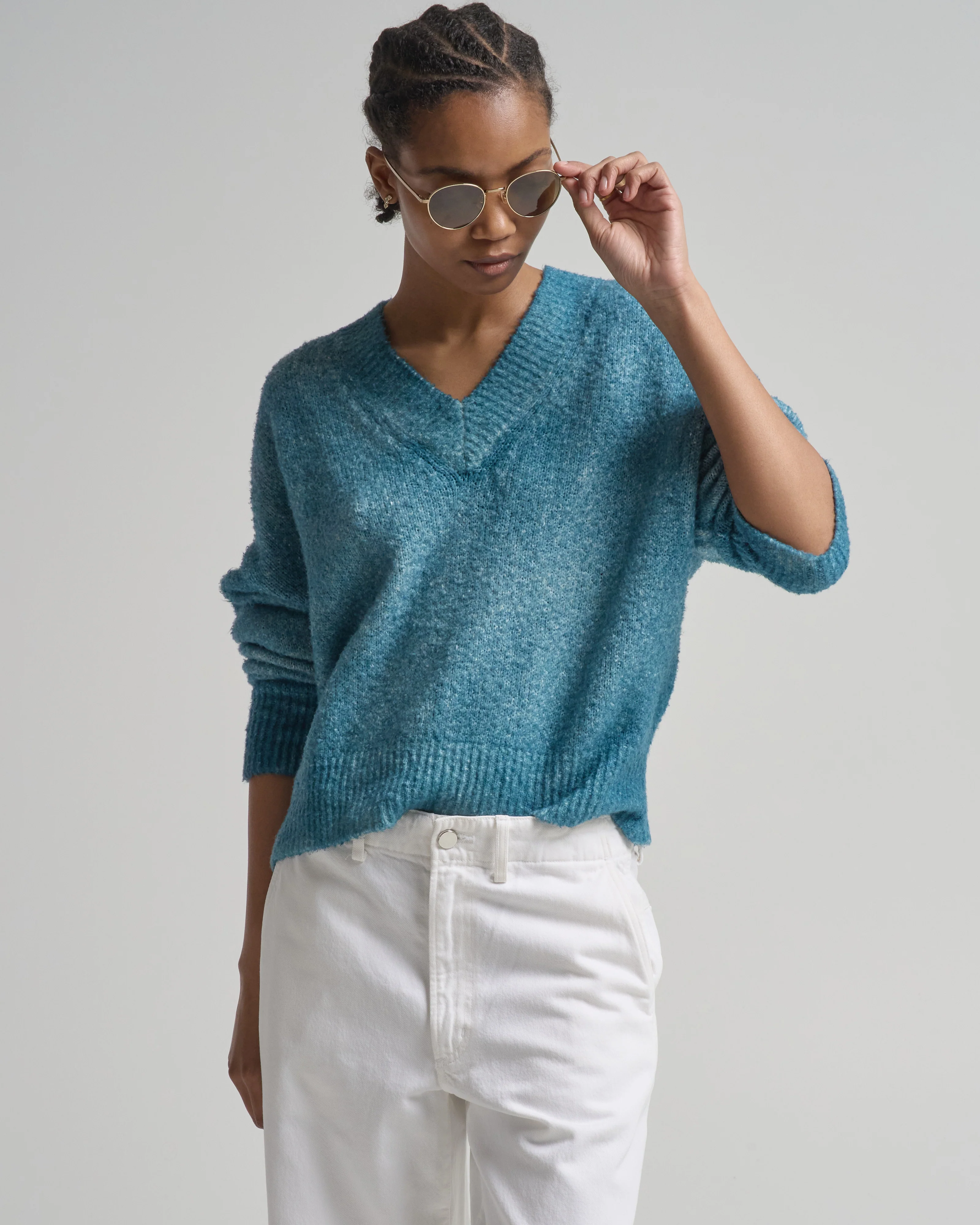hand painted cotton v neck pullover - Image 2
