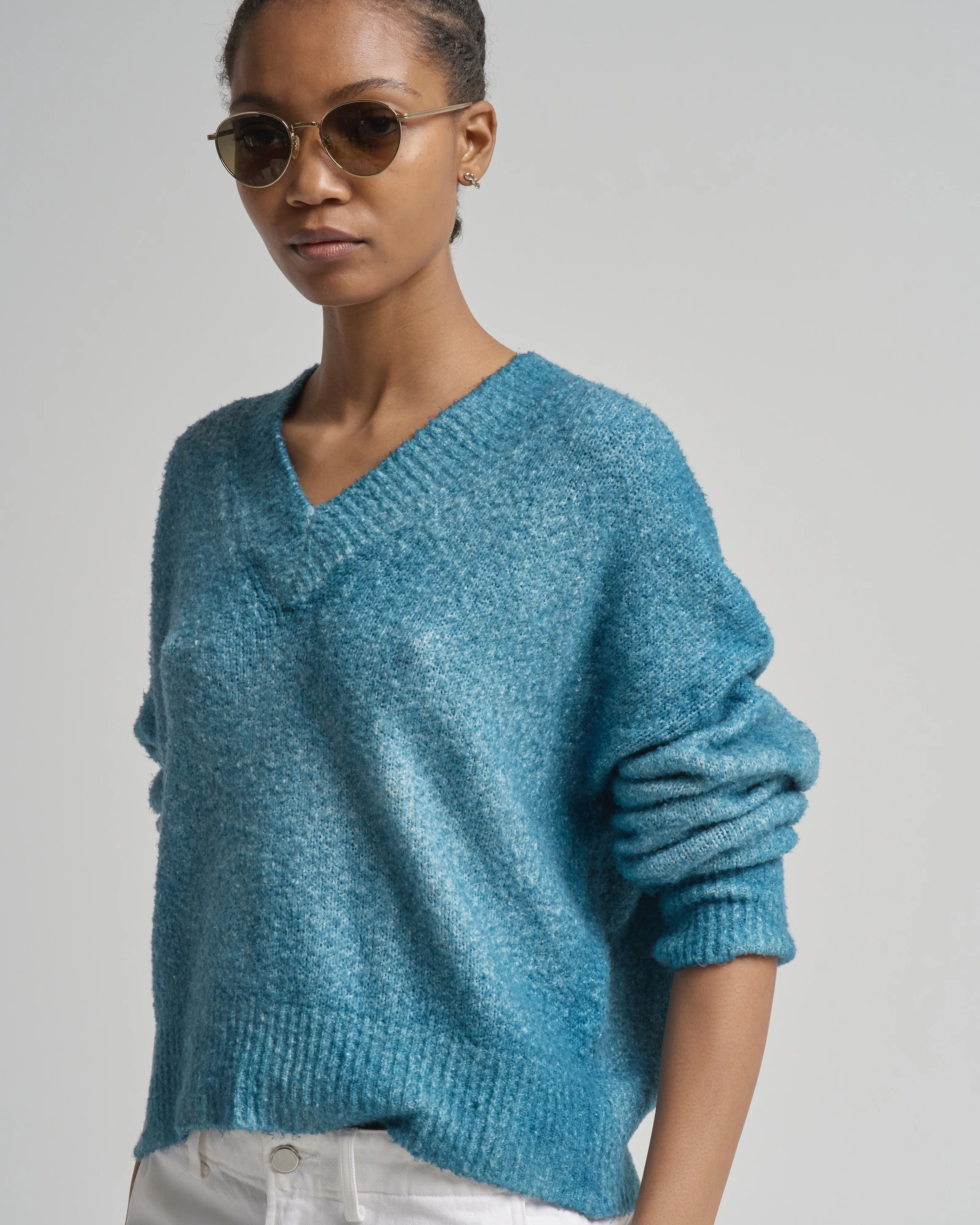 hand painted cotton v neck pullover - Image 5
