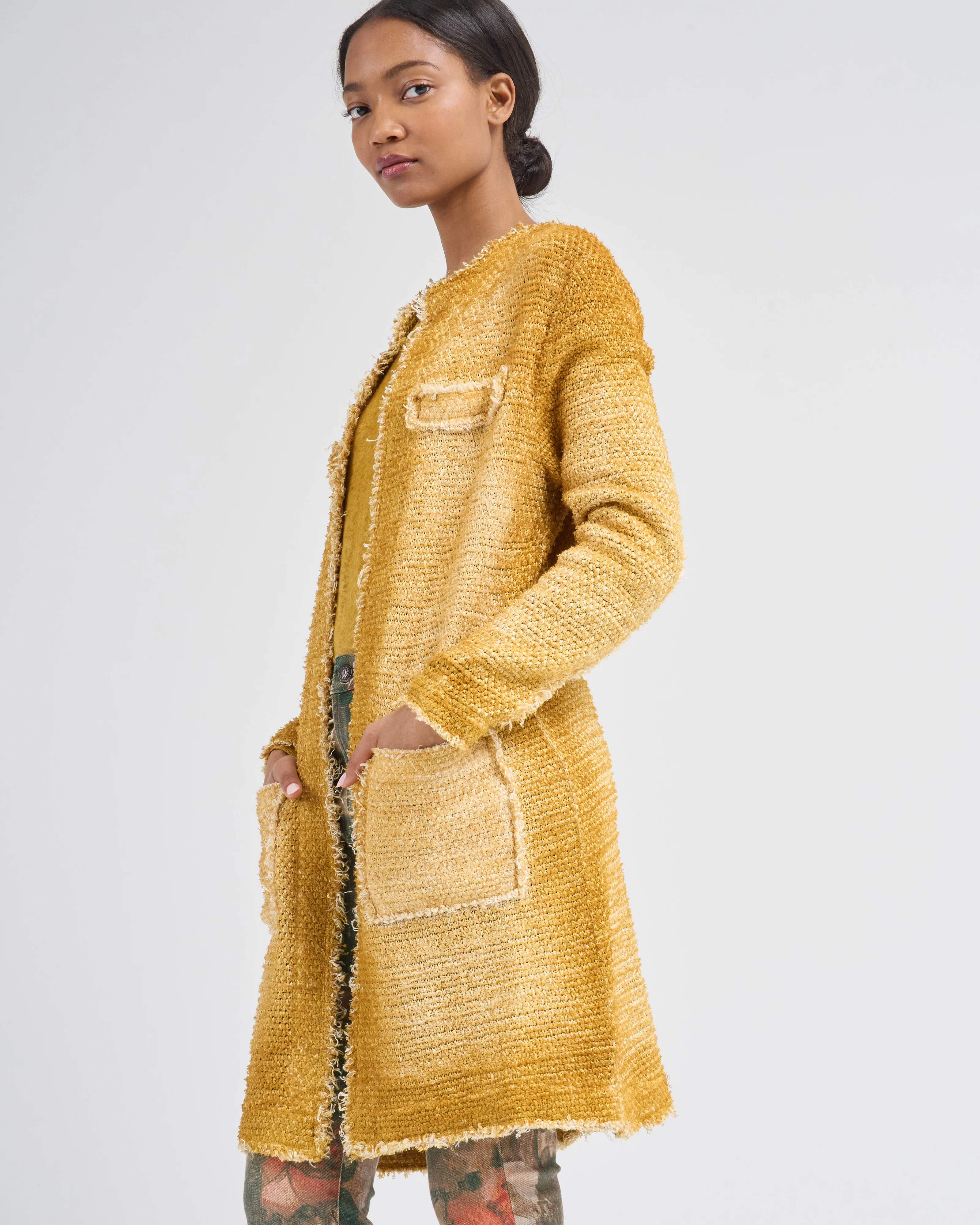 hand painted irregular mat stitch round neck jacket - Image 2