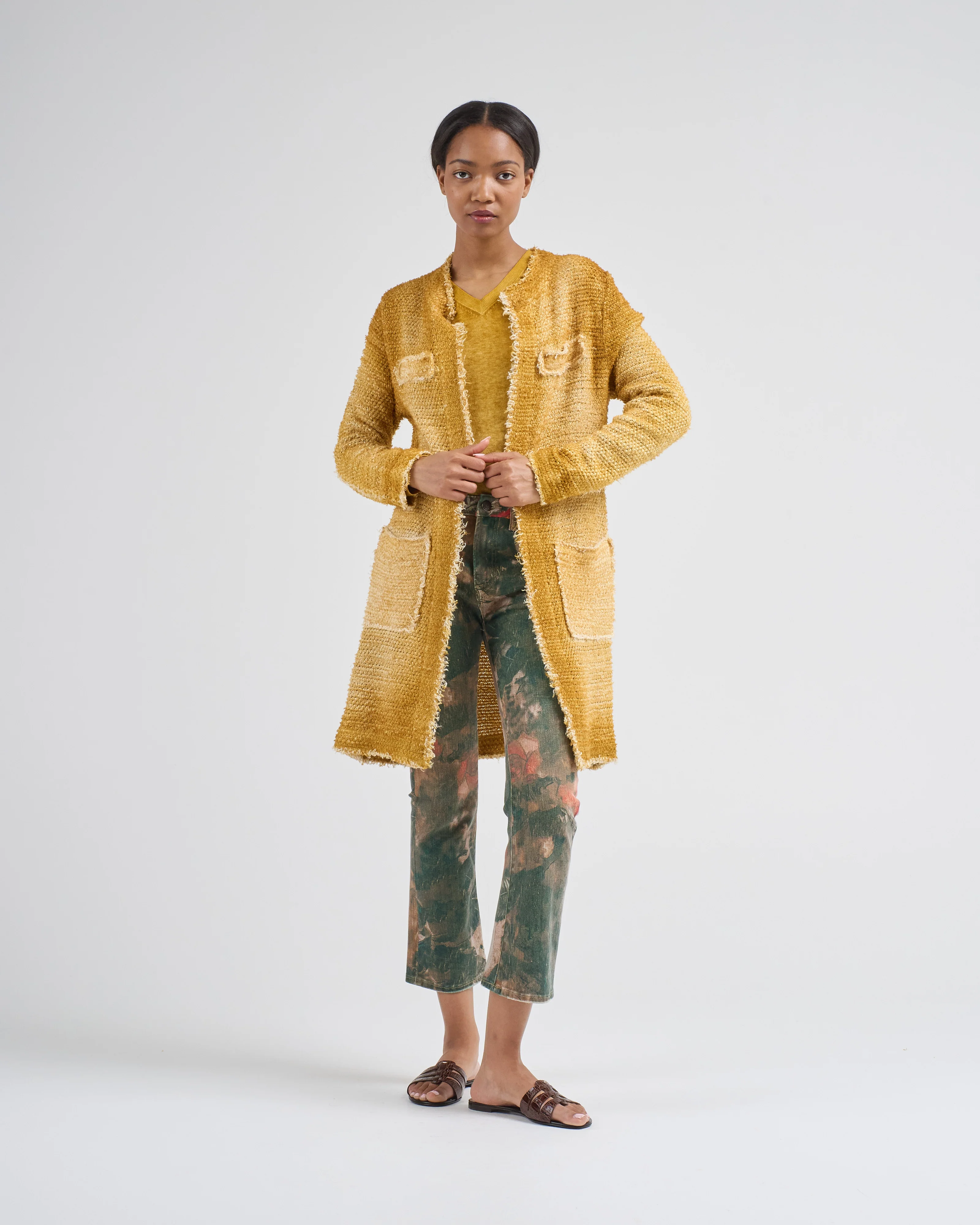 hand painted irregular mat stitch round neck jacket - Image 3