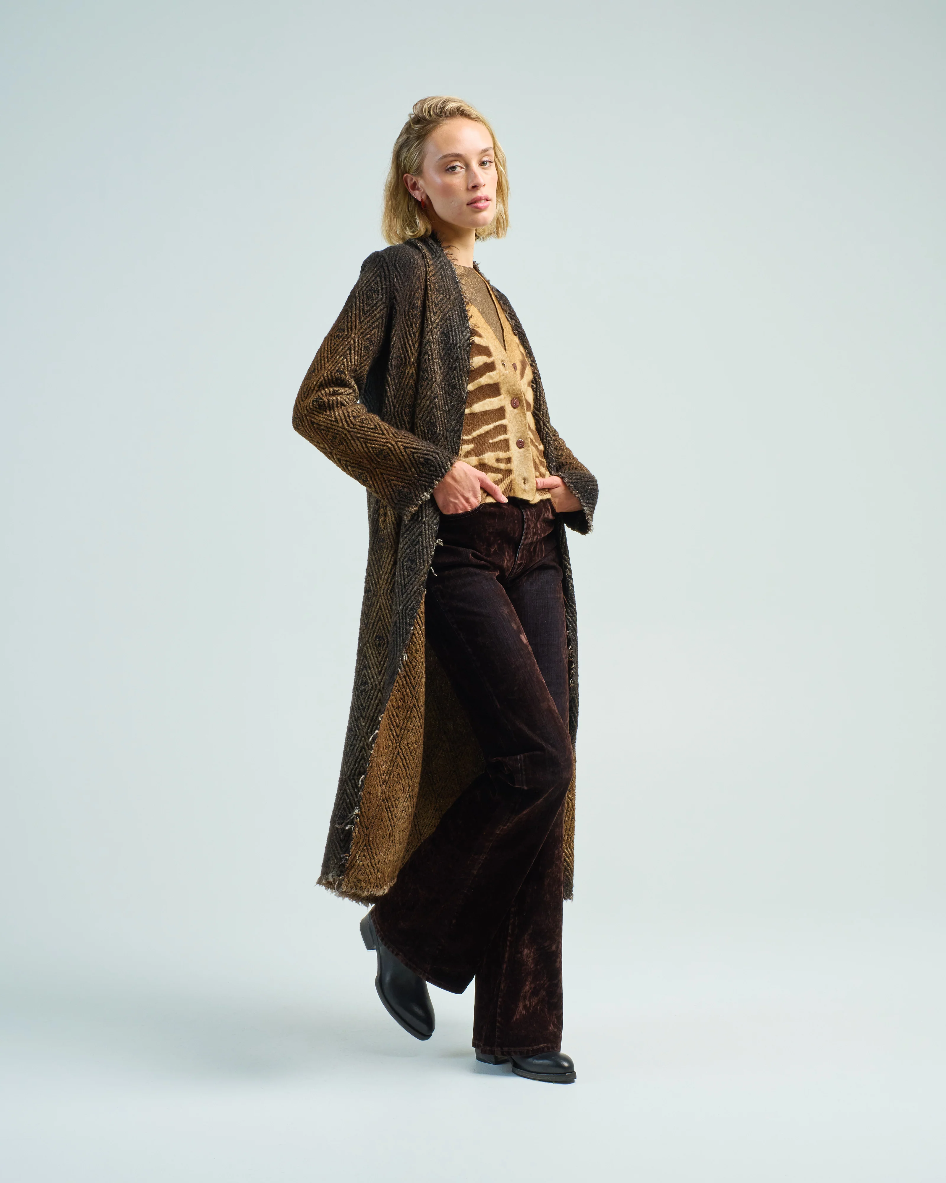 hand painted jacquard wax duster with black shadows - Image 4