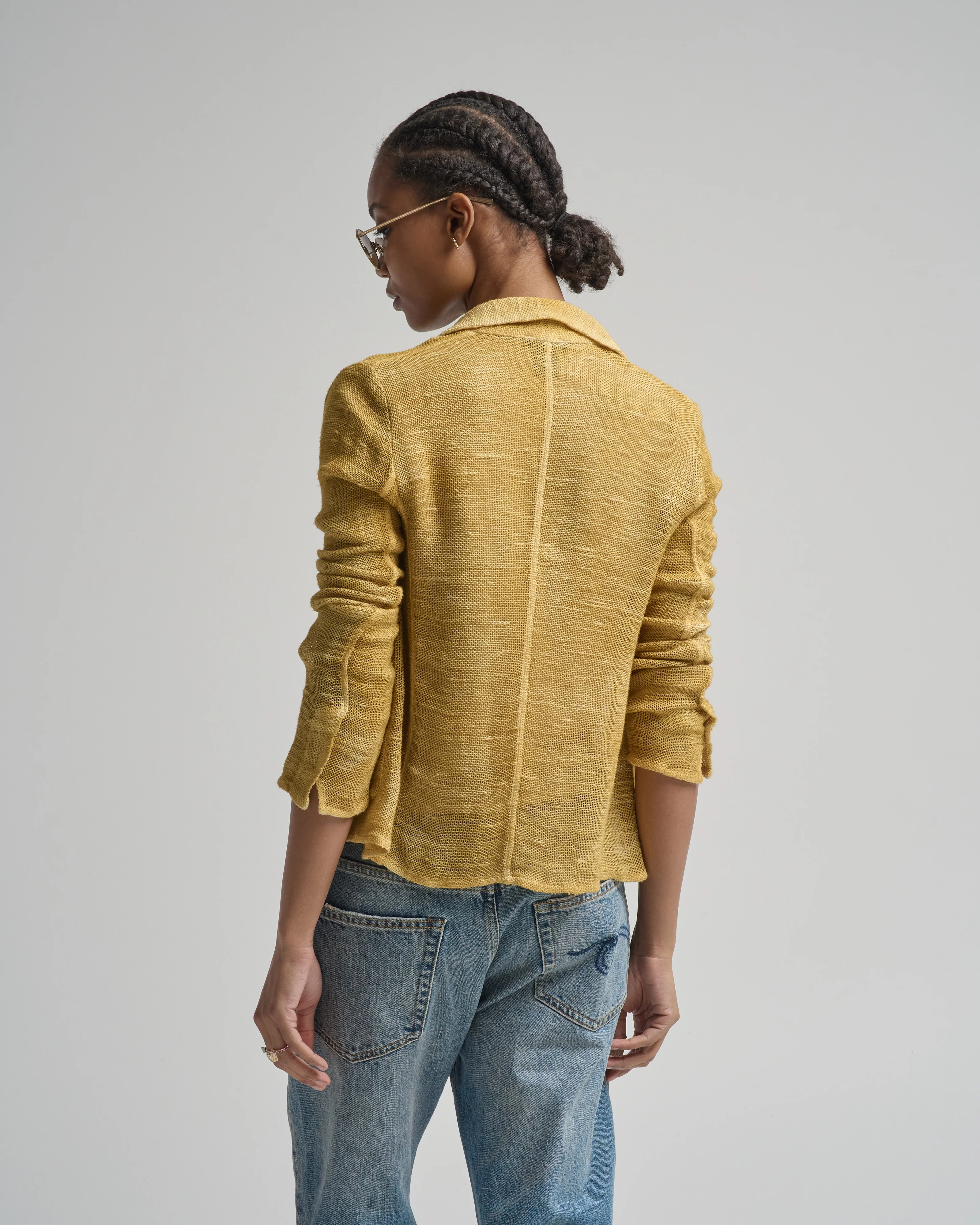 hand painted linen cotton net fabric short jacket - Image 4