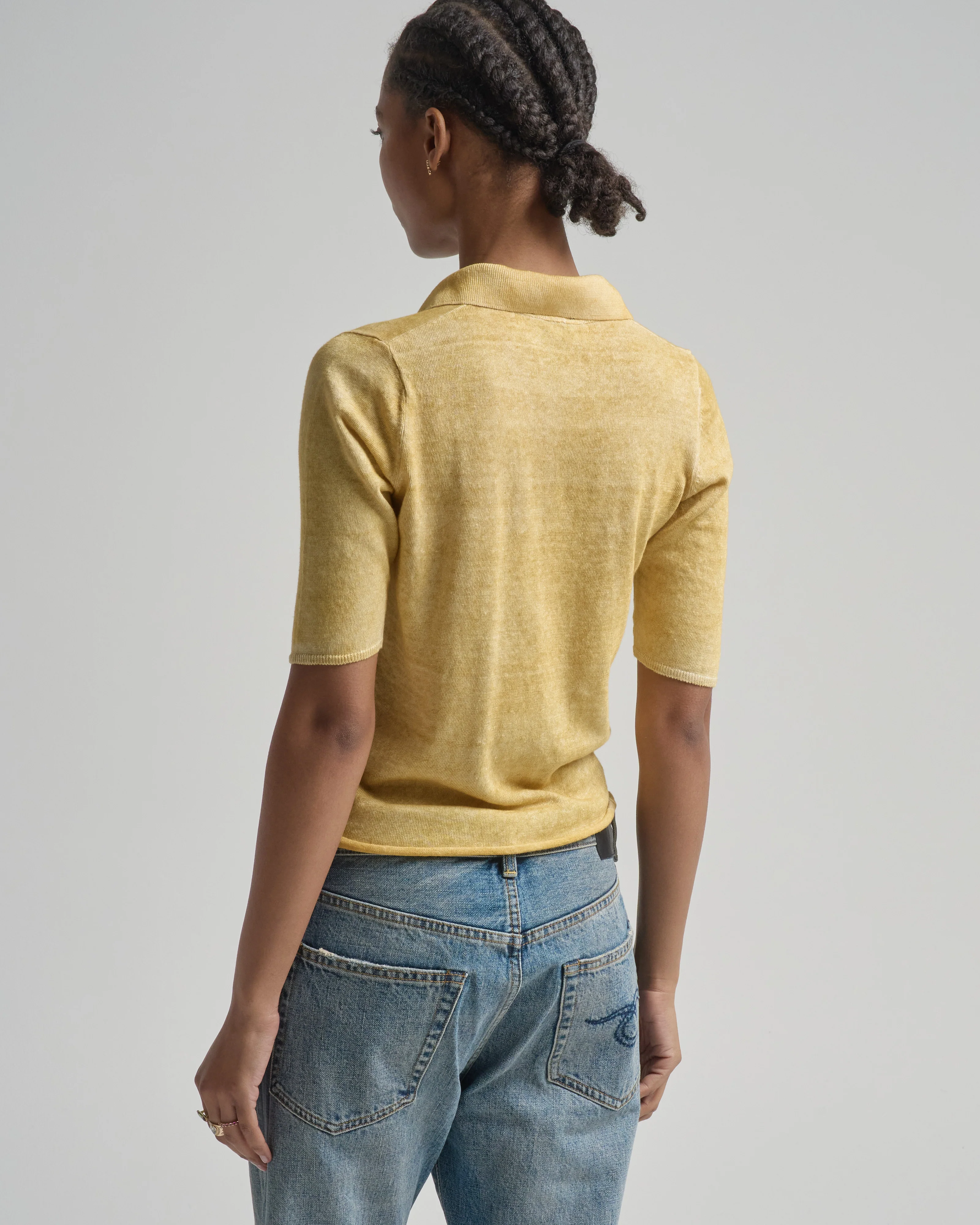 hand painted linen cotton polo neck pullover - Image 4
