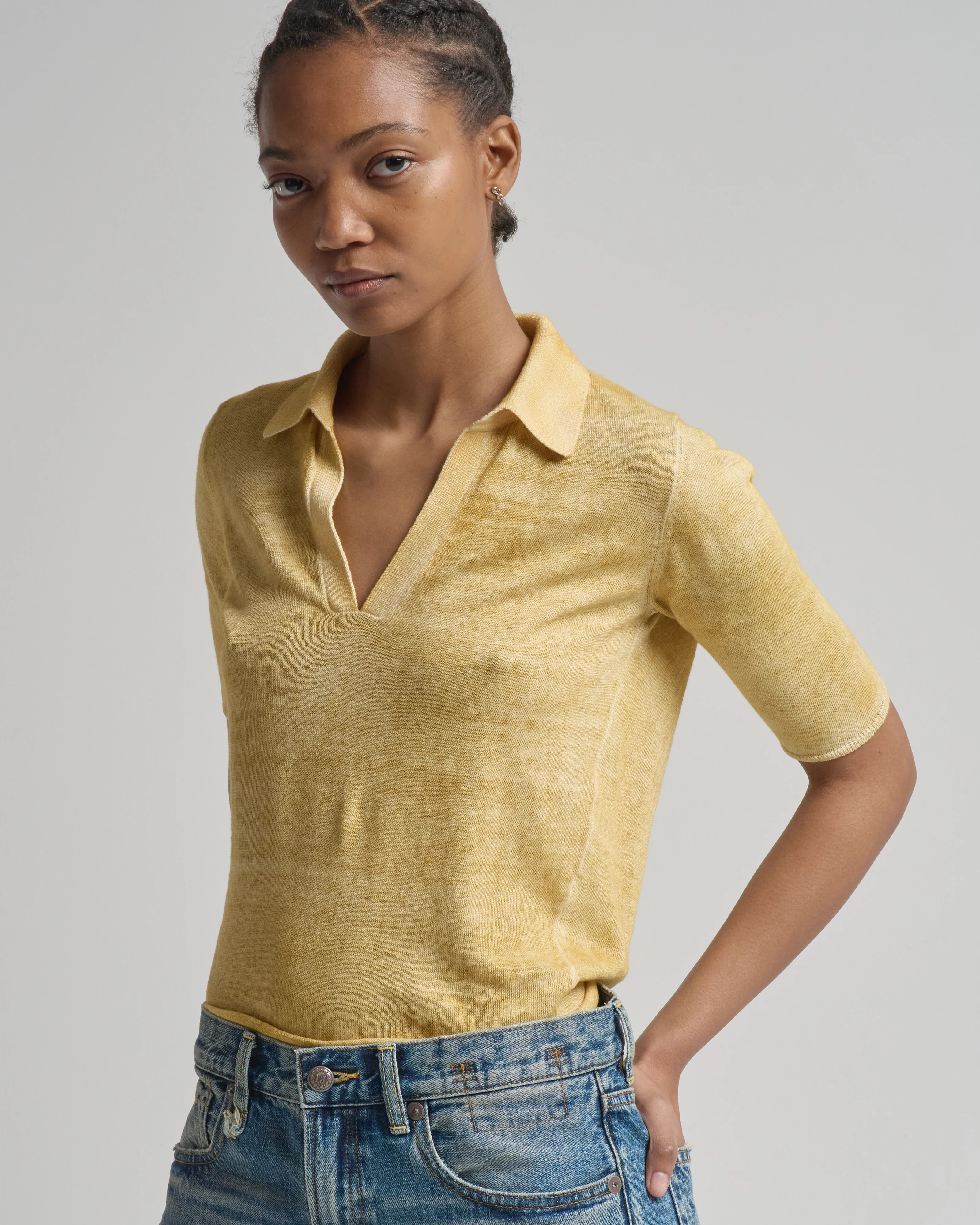 hand painted linen cotton polo neck pullover - Image 5