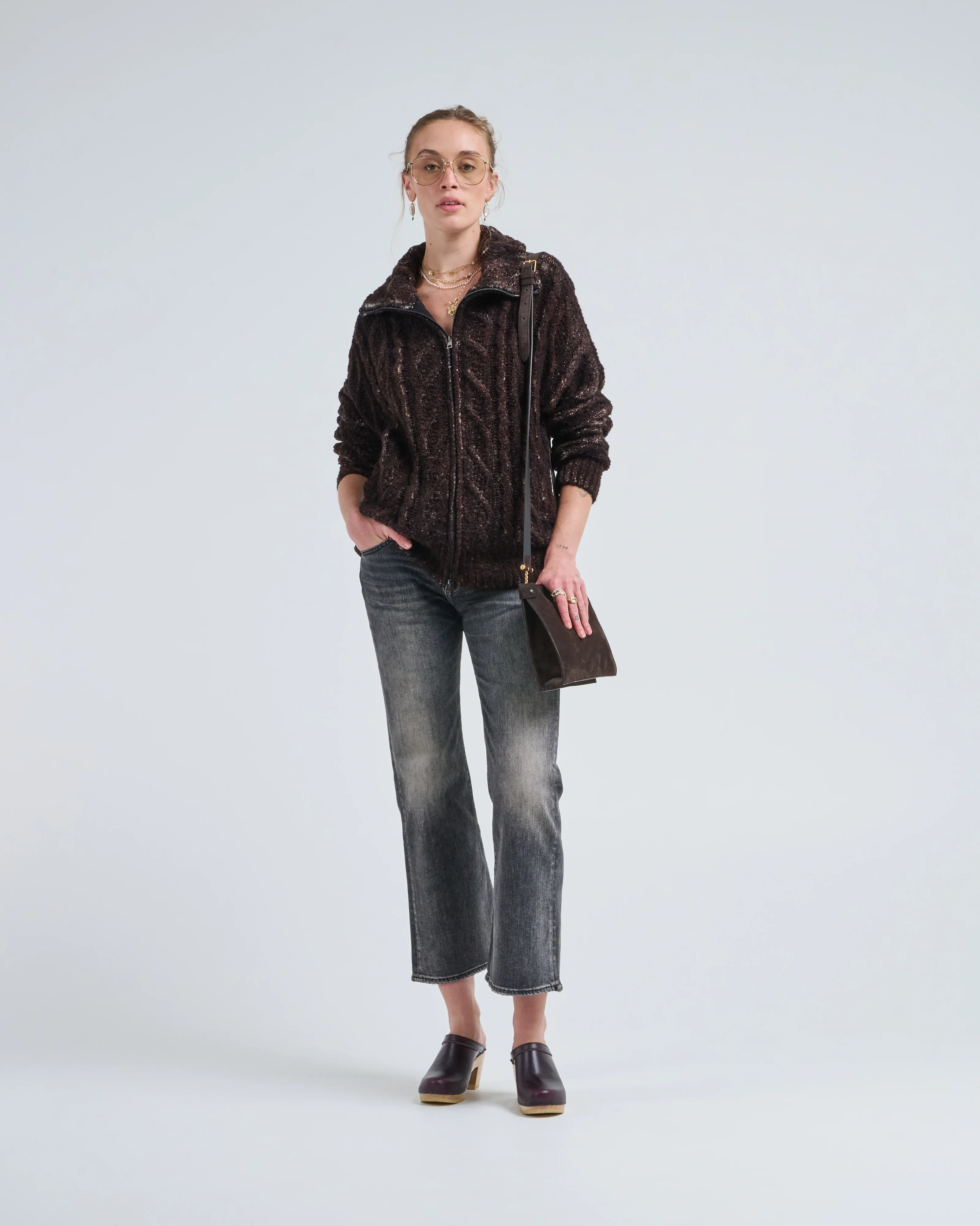 hand painted malfile' merinos silk zipped cardigan with braids - Image 2