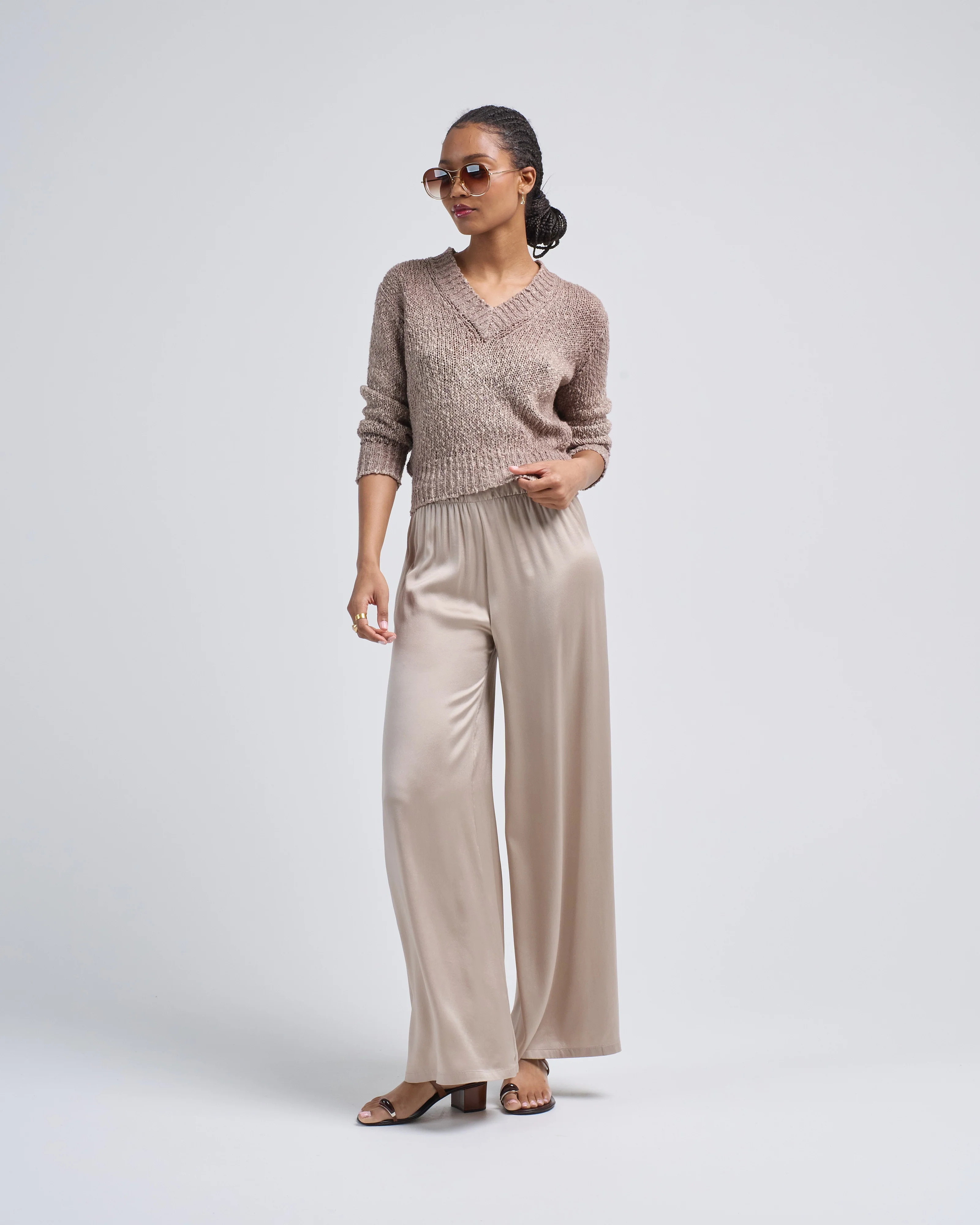 hand painted raw cotton/linen v neck pullover - Image 2