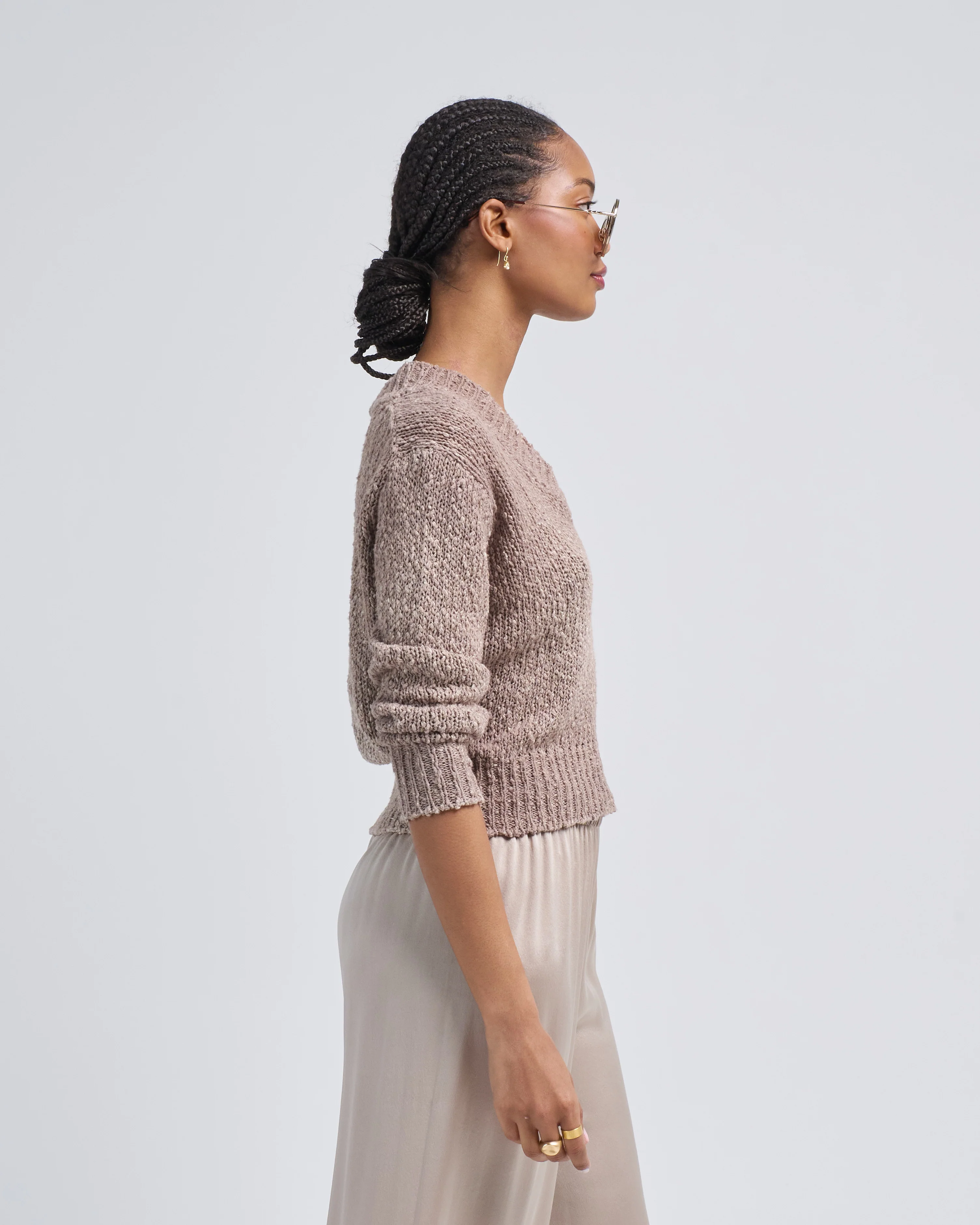 hand painted raw cotton/linen v neck pullover - Image 3