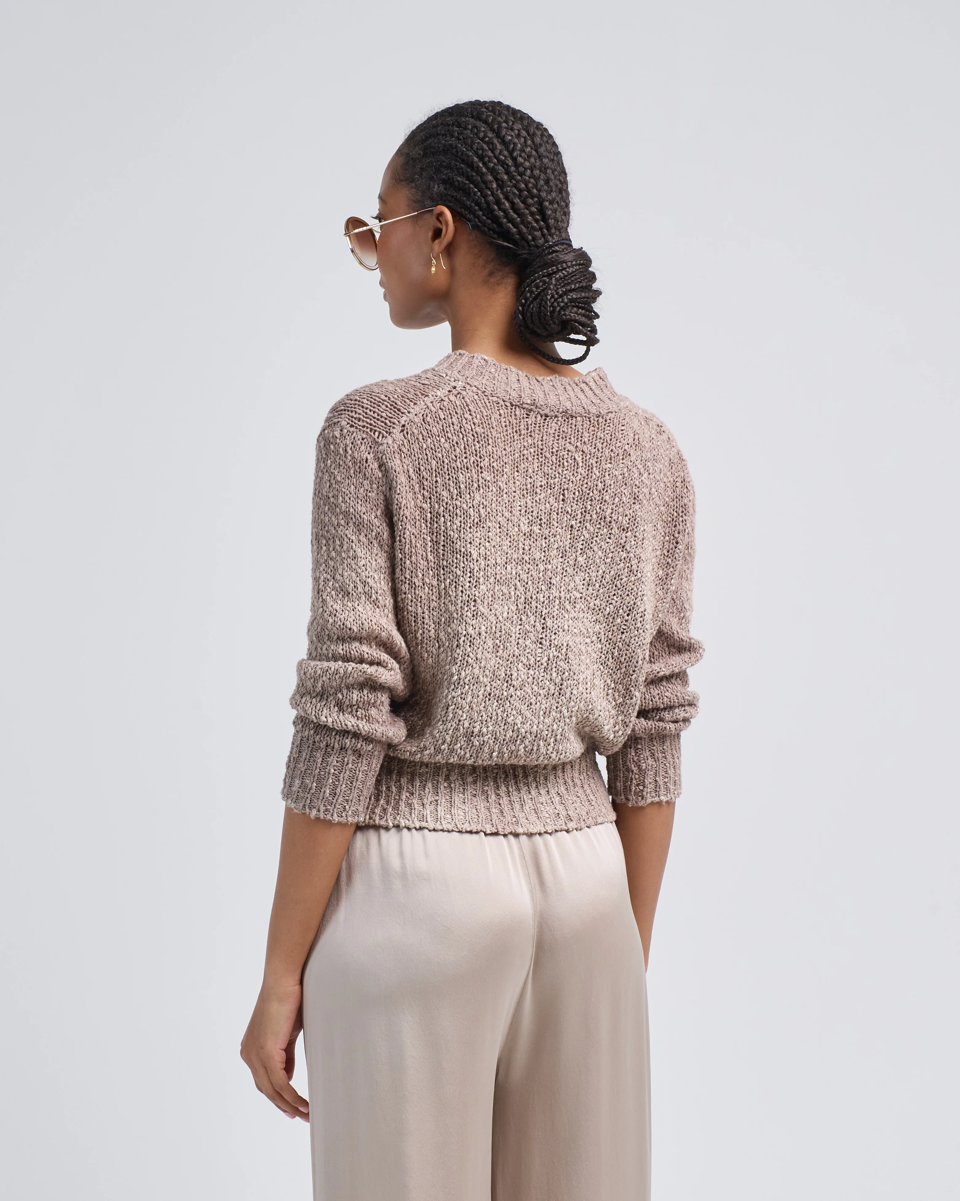 hand painted raw cotton/linen v neck pullover - Image 4