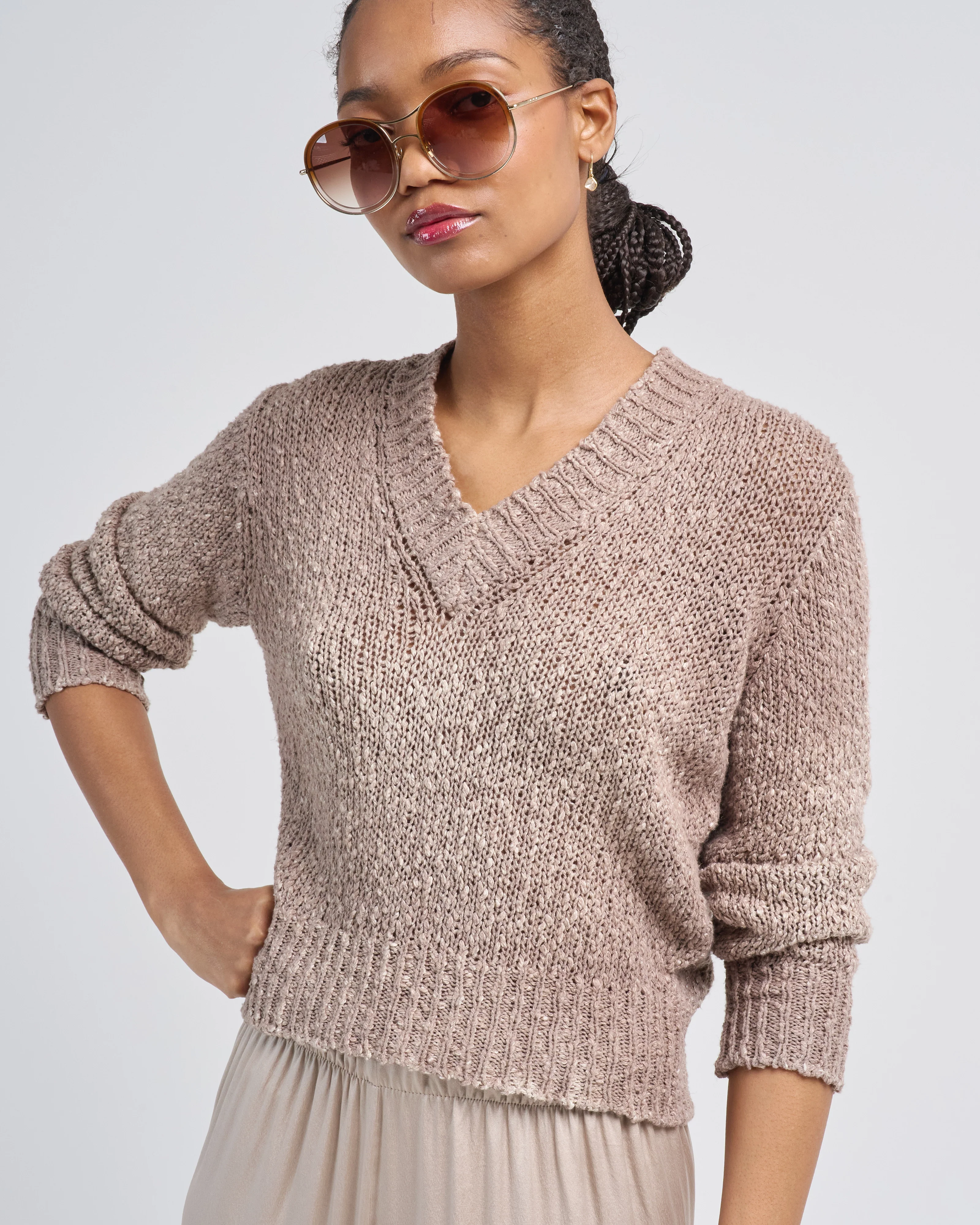 hand painted raw cotton/linen v neck pullover - Image 5