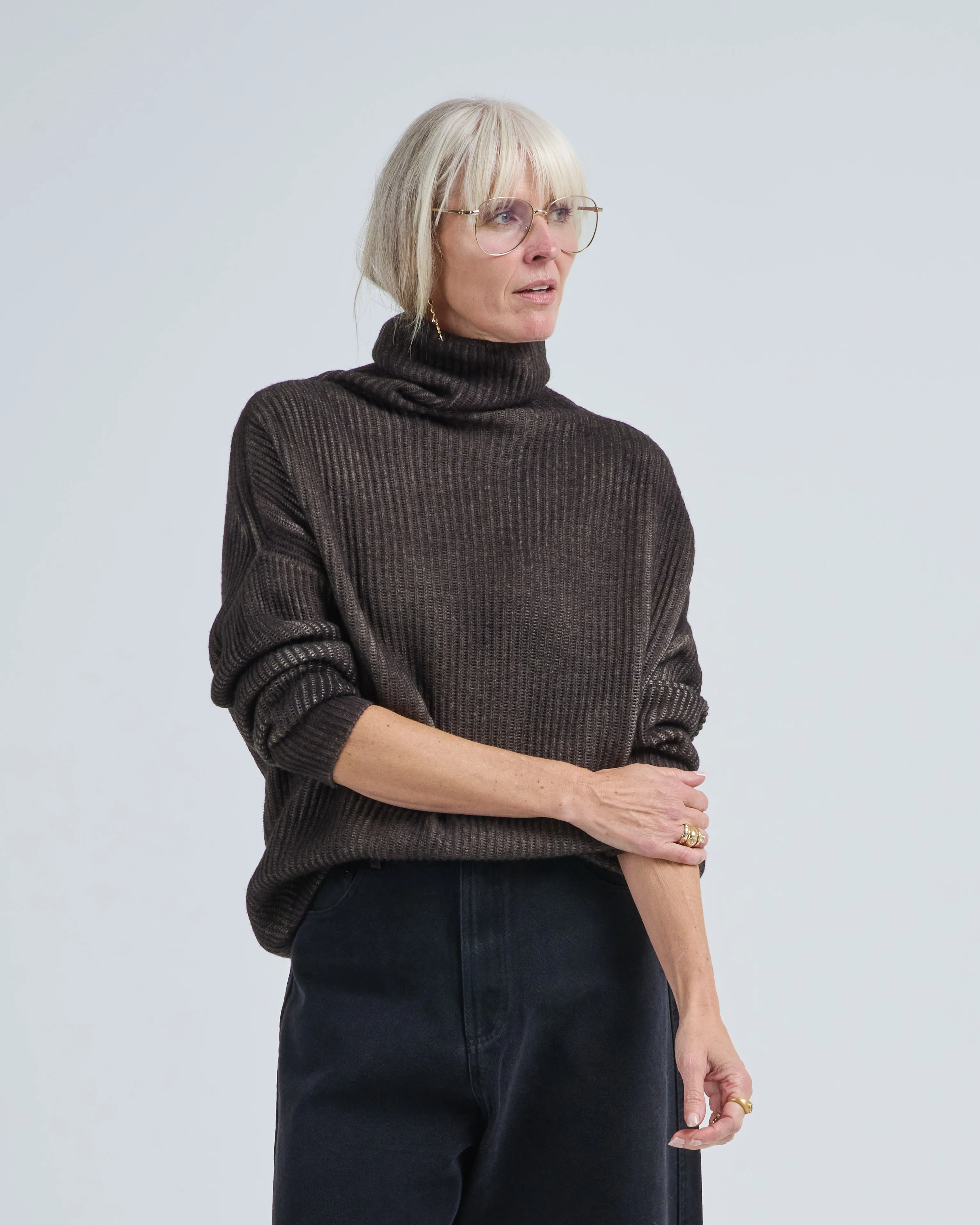 hand painted ribbed high neck pullover - Image 2
