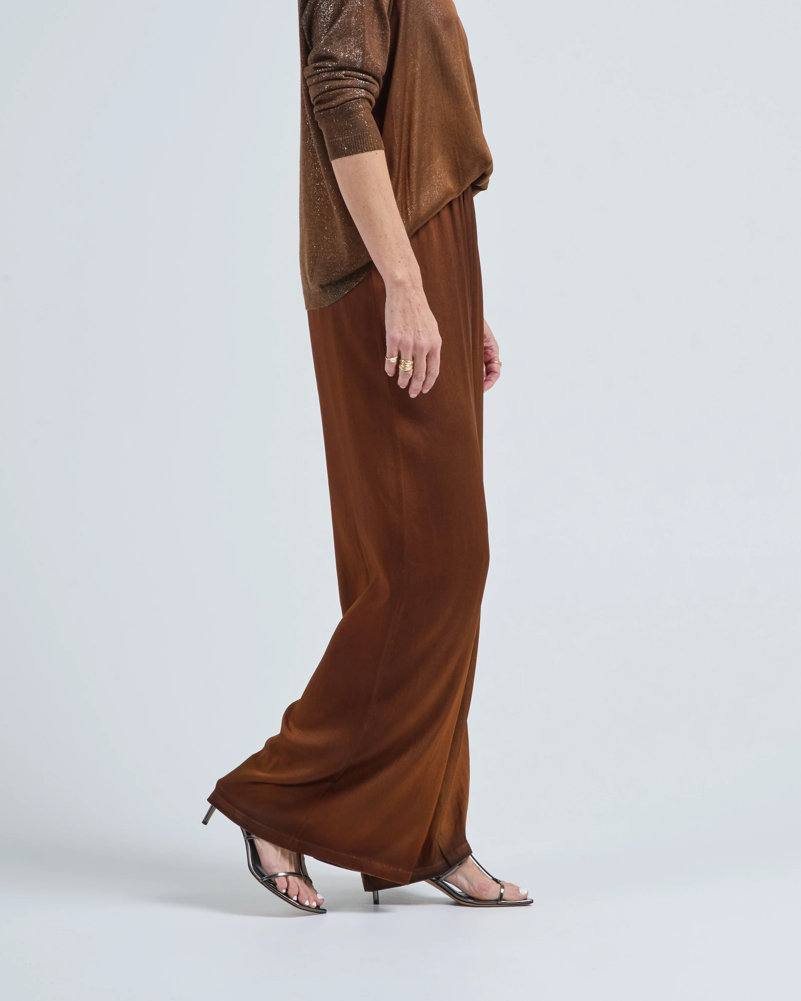 hand painted stretch silk palazzo pants - Image 2