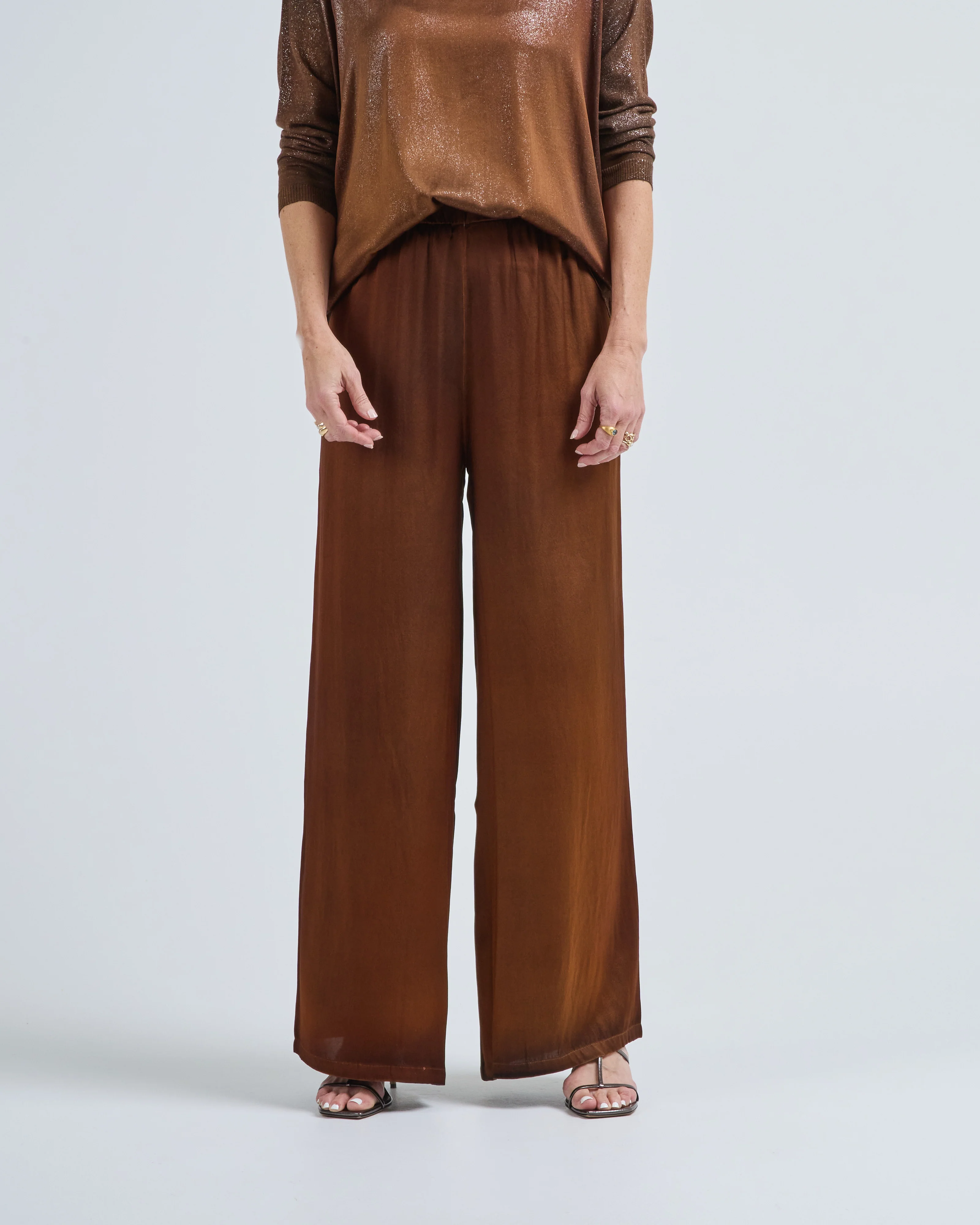 hand painted stretch silk palazzo pants - Image 3