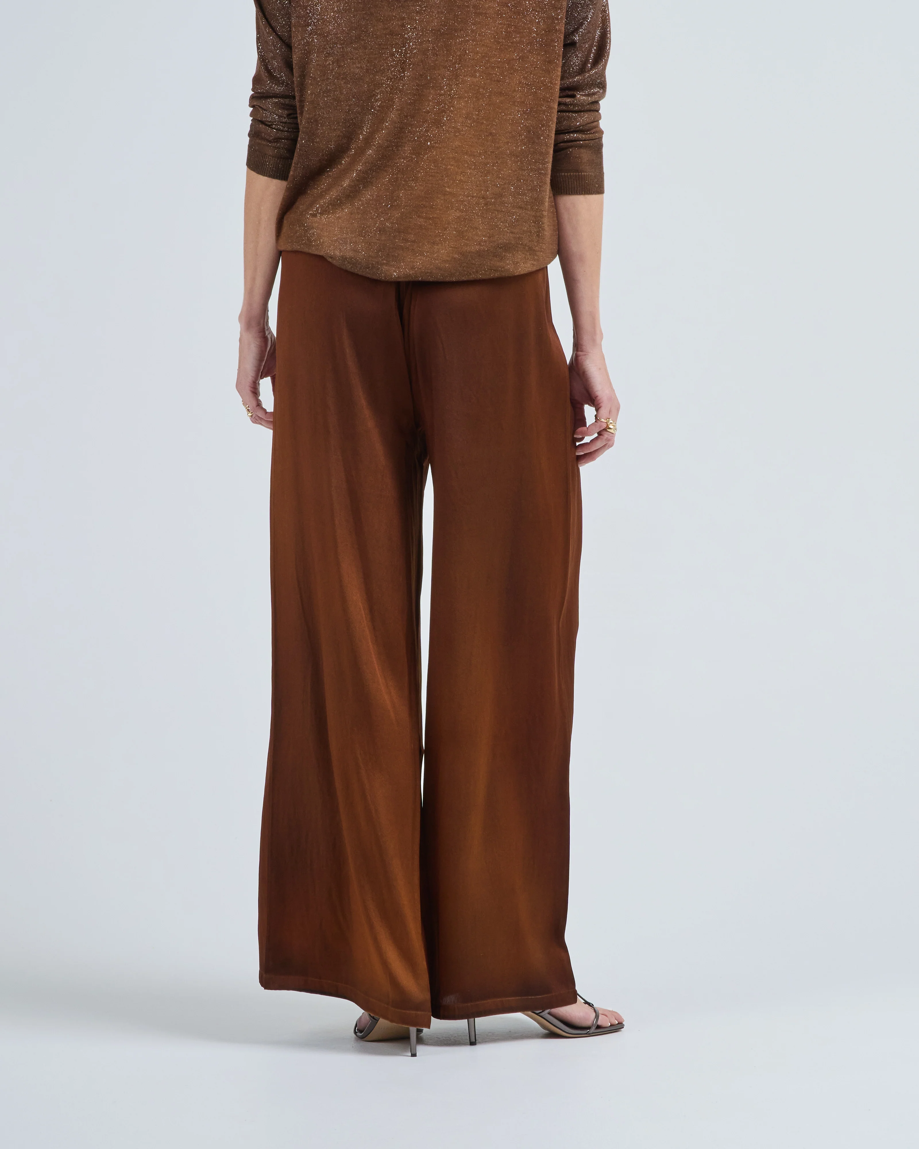 hand painted stretch silk palazzo pants - Image 4