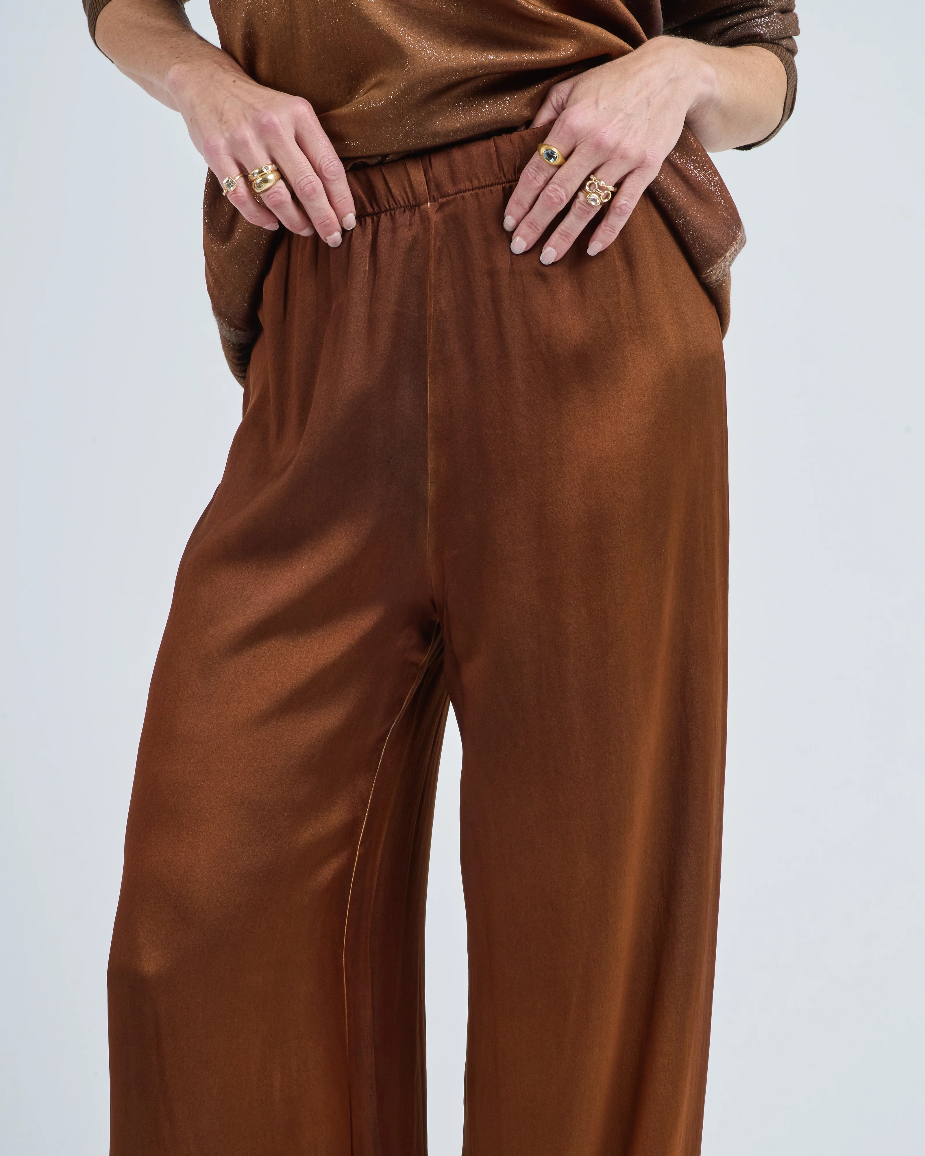 hand painted stretch silk palazzo pants - Image 5