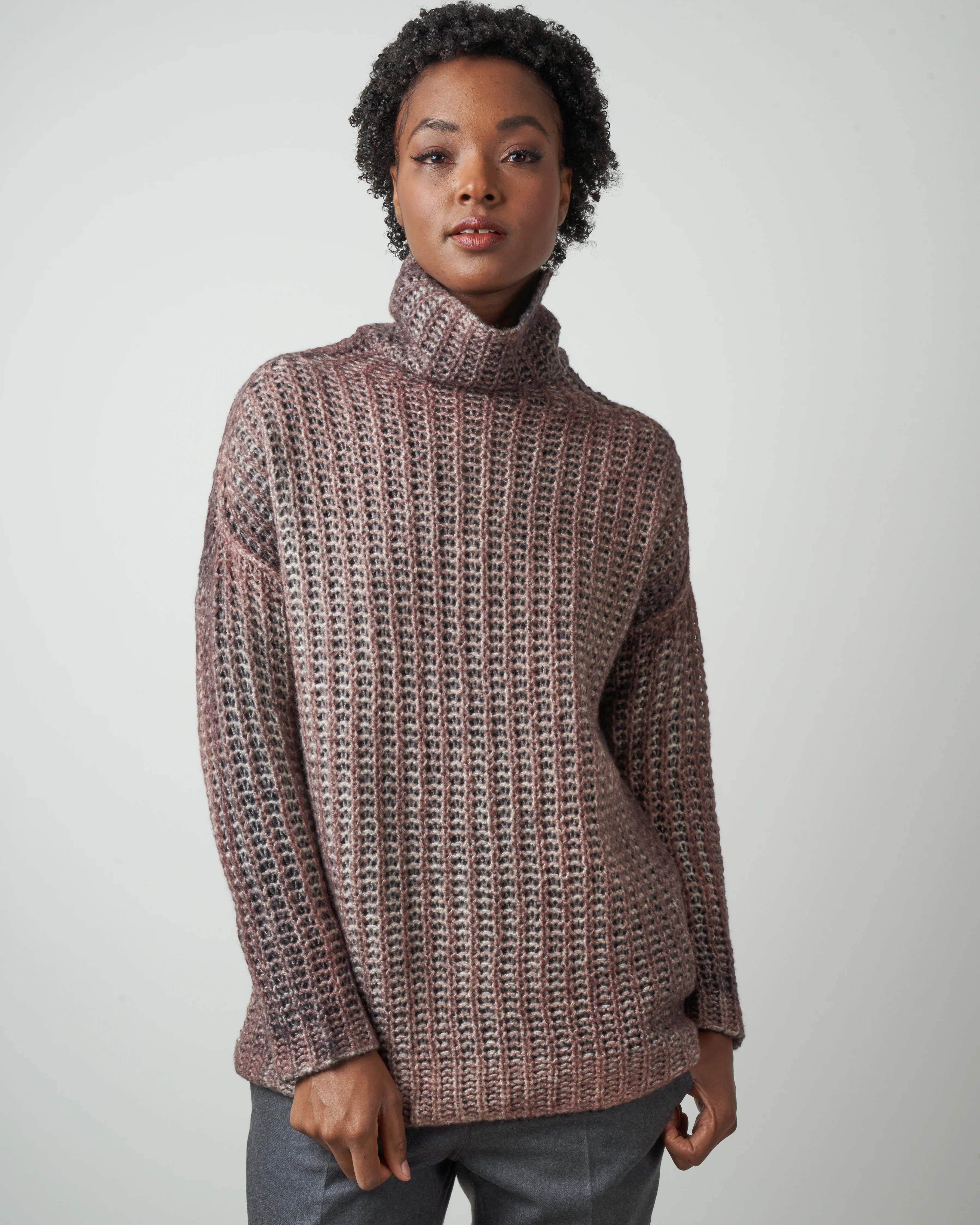 high neck corn stitch pullover - satin - Image 2