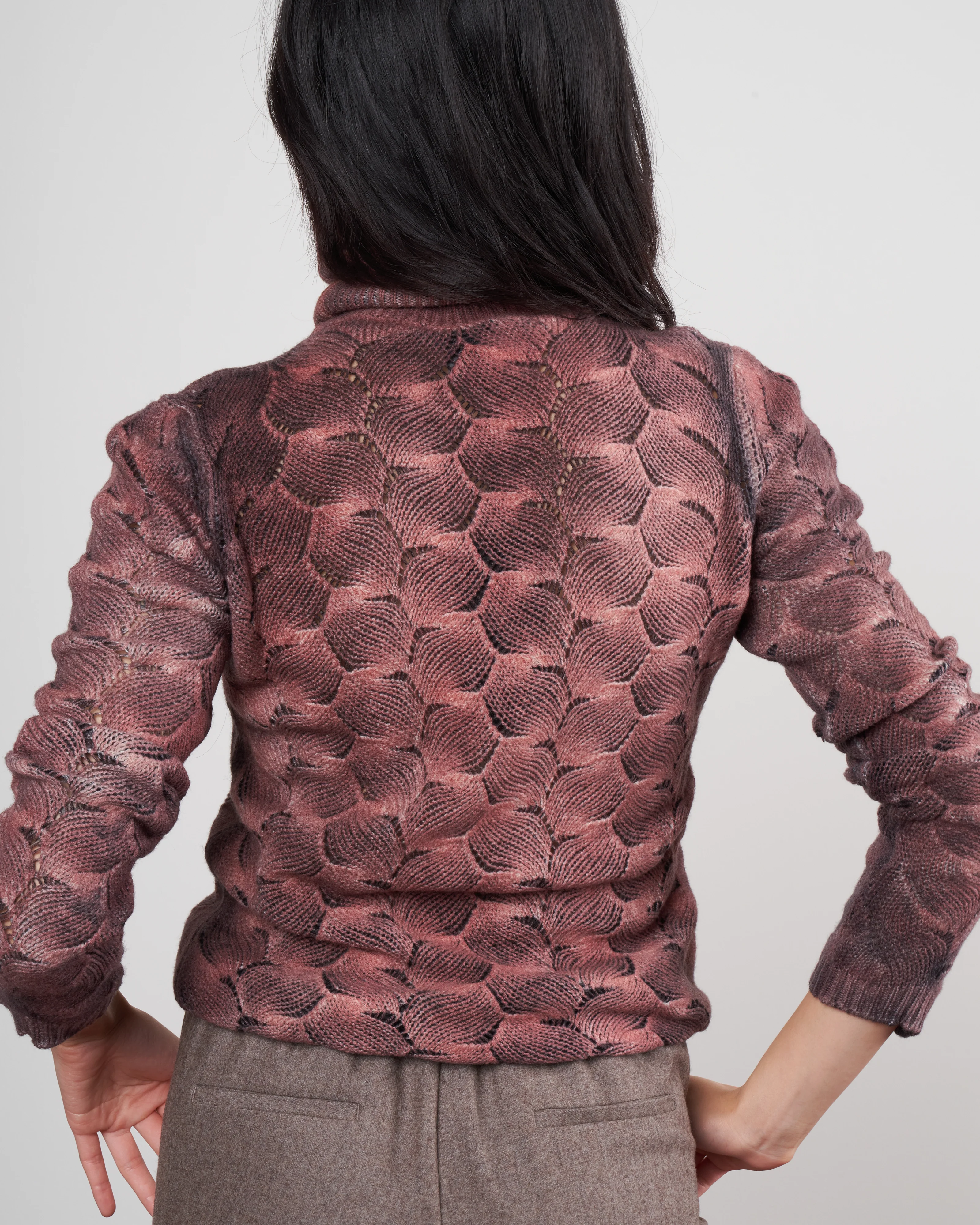 high neck pullover with fans stitch - fard - Image 4