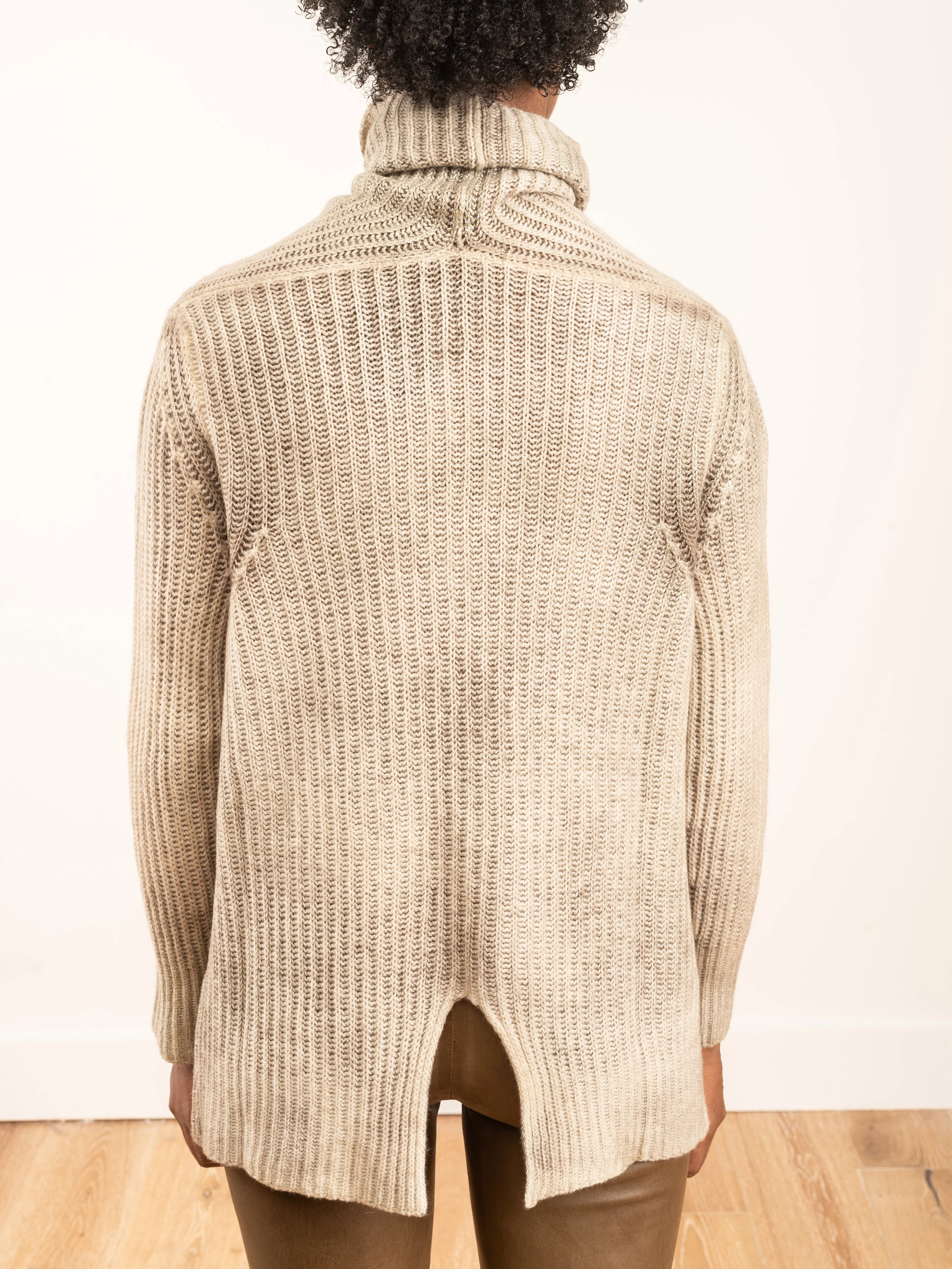 high neck stretch pullover with lamination and studs - Image 5