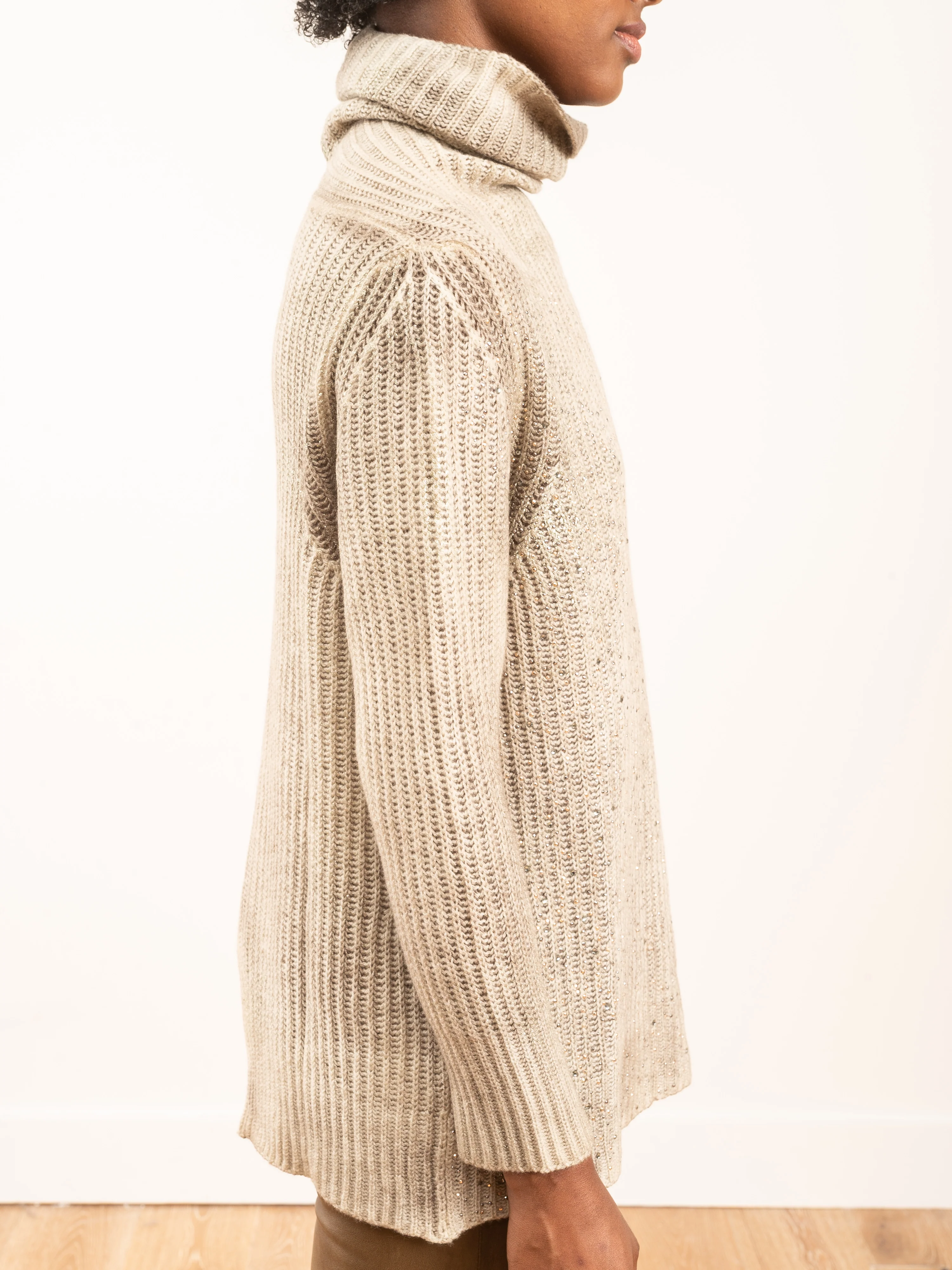 high neck stretch pullover with lamination and studs - Image 6