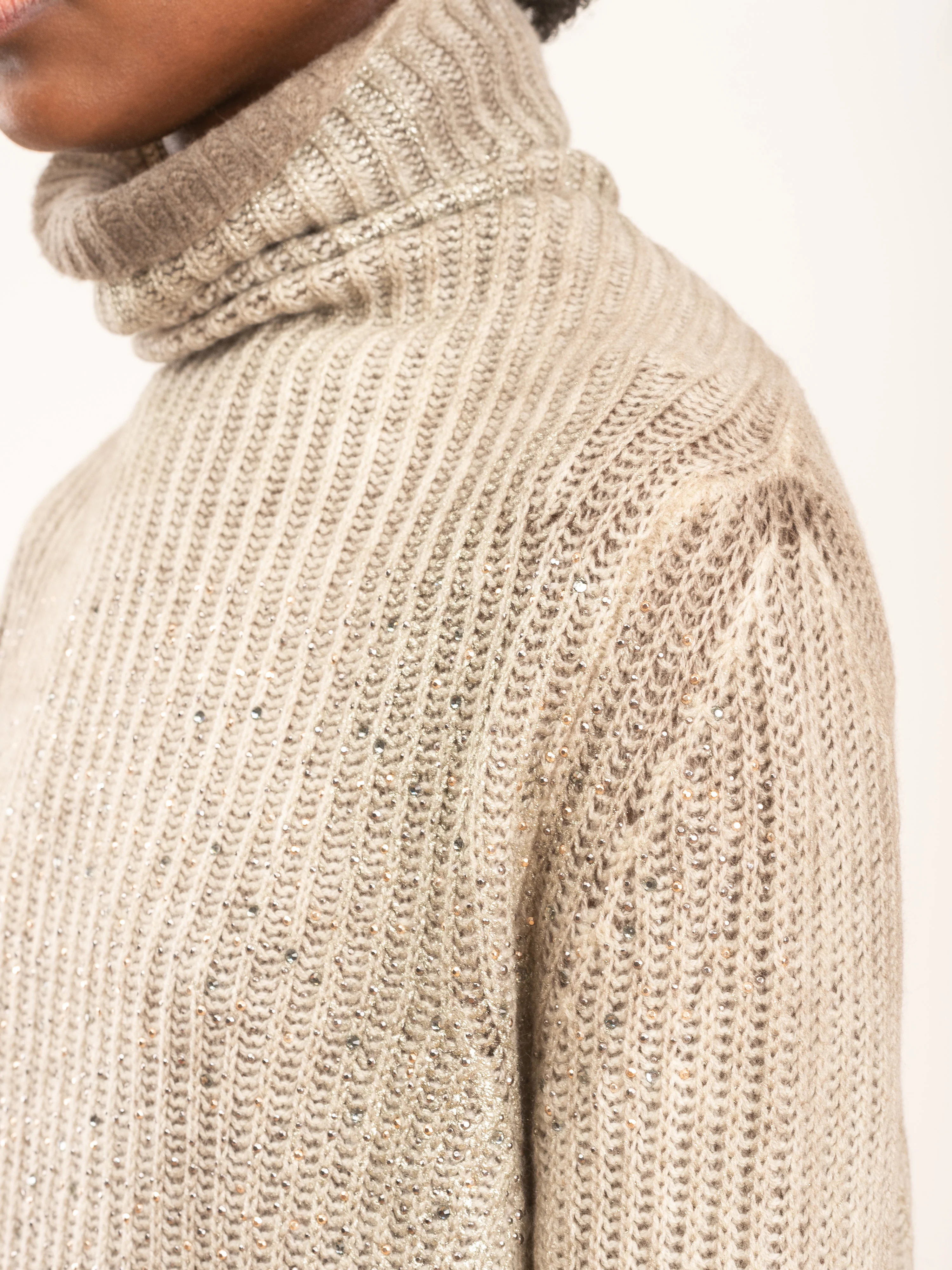 high neck stretch pullover with lamination and studs - Image 7