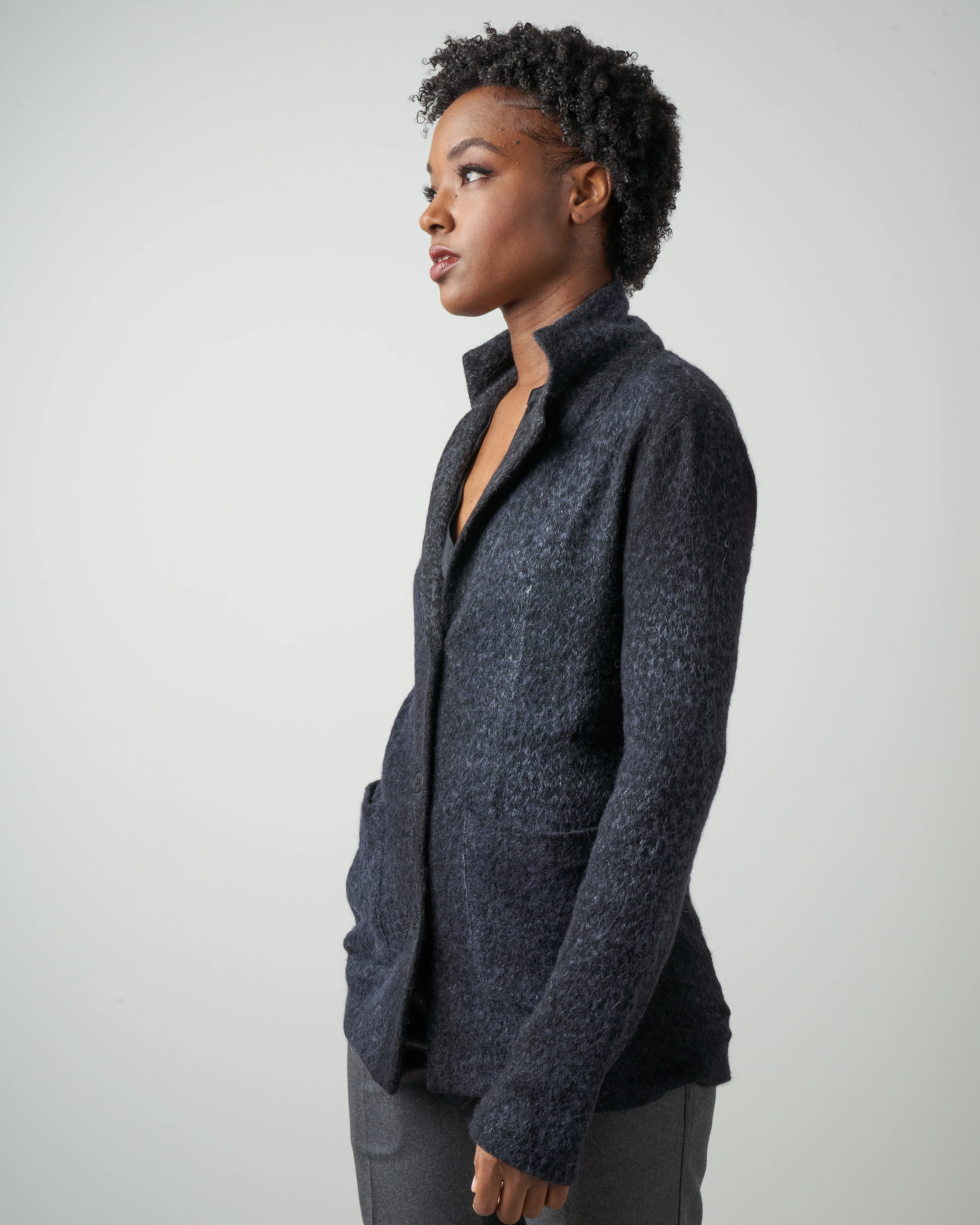 jacquard animalier rever jacket with shadows - navy - Image 2
