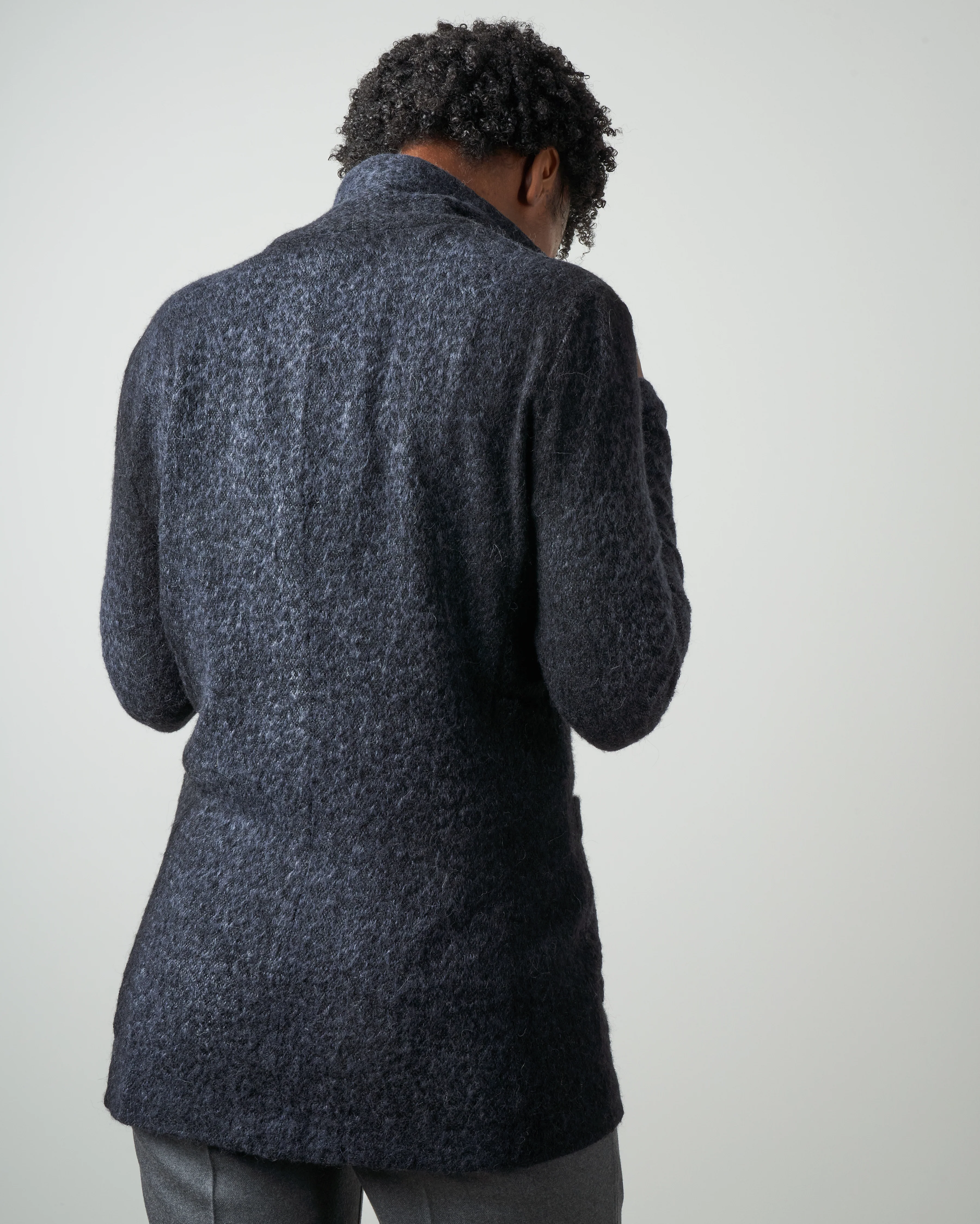 jacquard animalier rever jacket with shadows - navy - Image 3