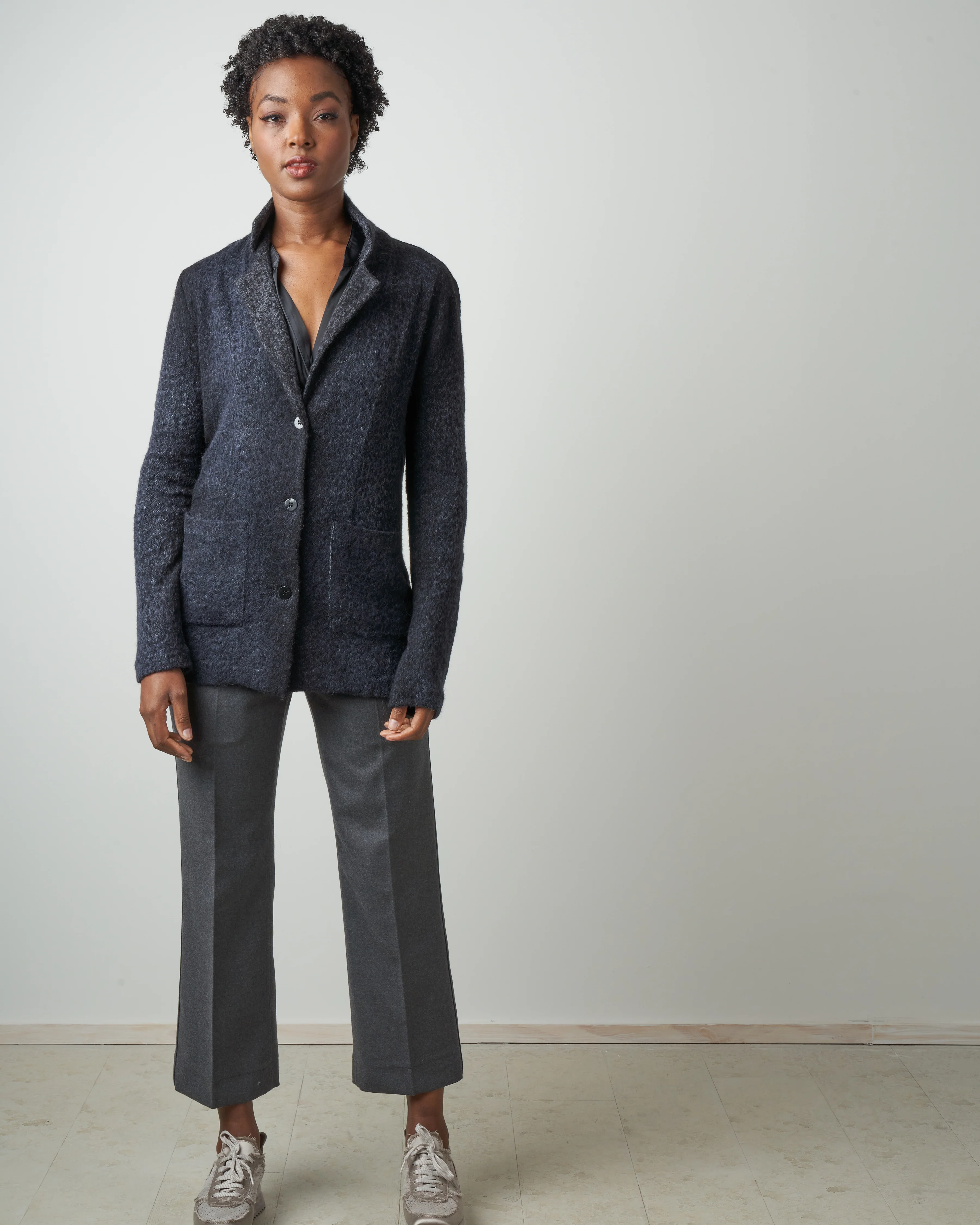 jacquard animalier rever jacket with shadows - navy - Image 4