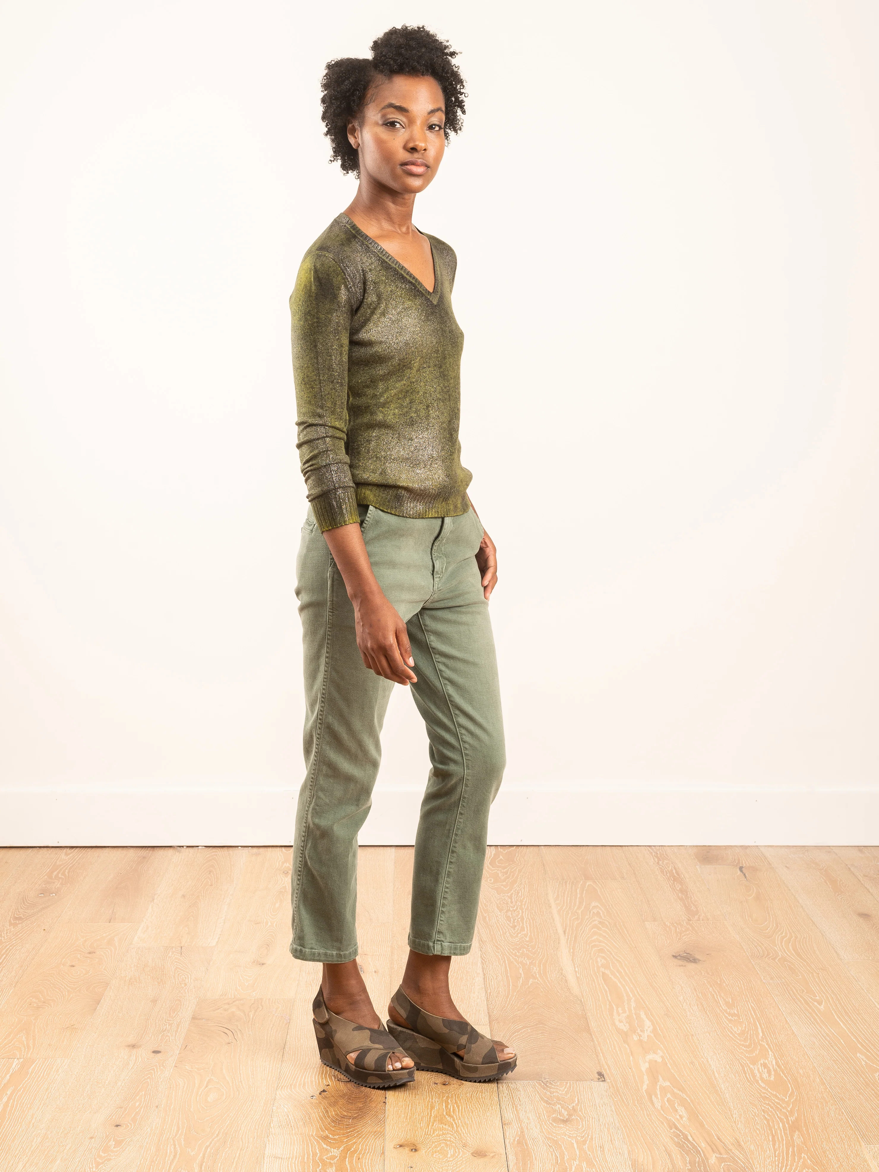 laminated vneck pullover - Image 2
