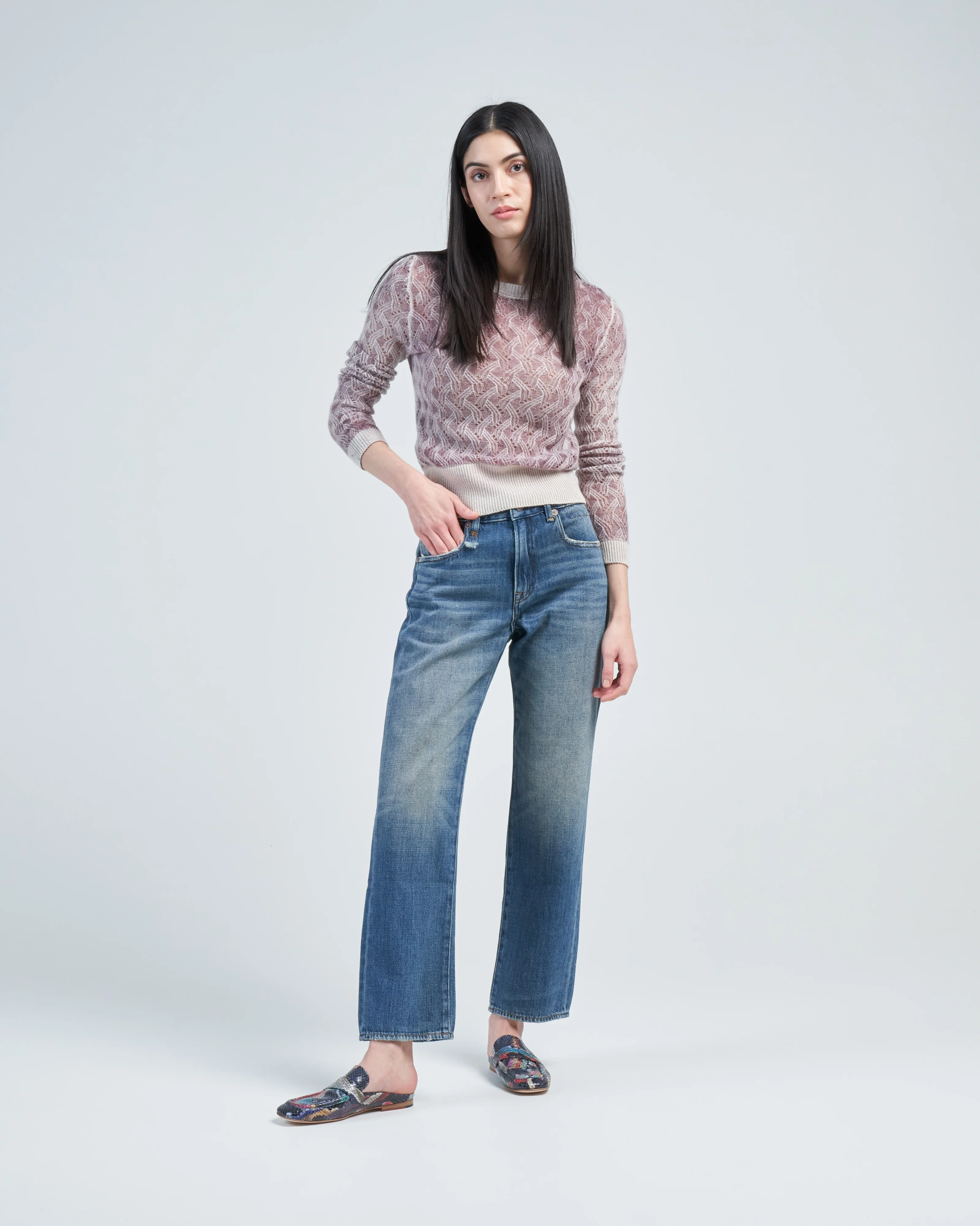light lace stitch round neck pullover - Image 2