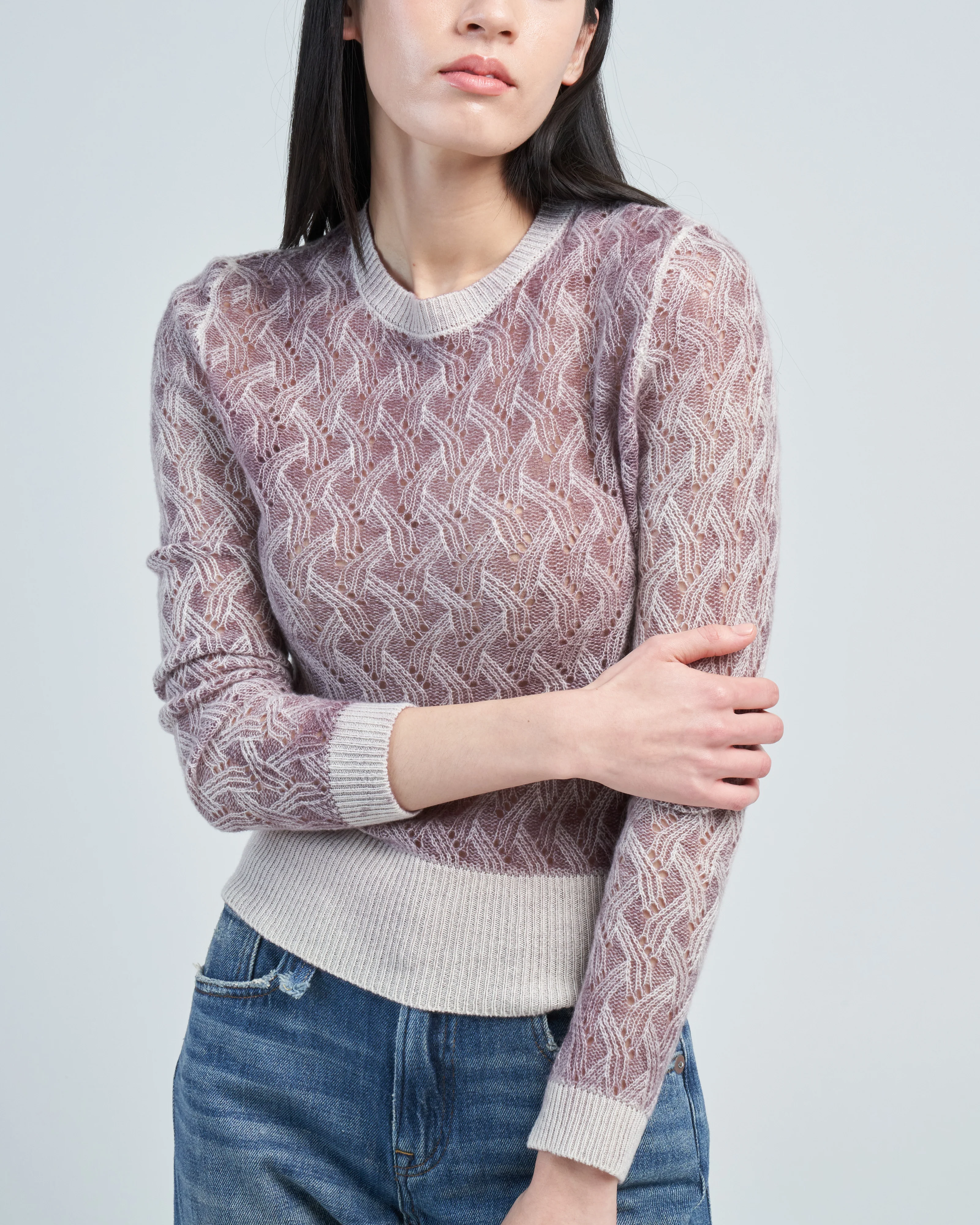 light lace stitch round neck pullover - Image 5