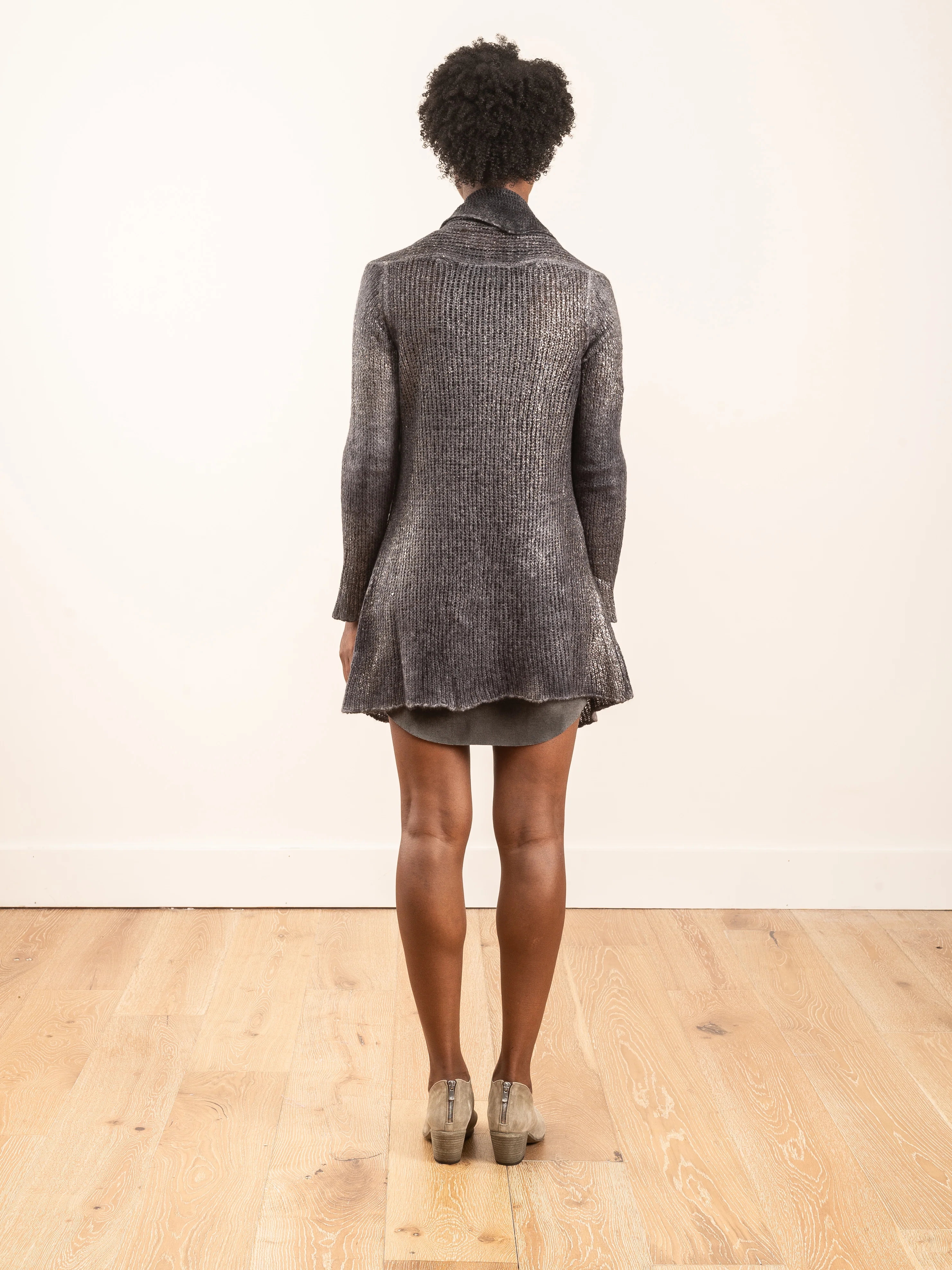 long distressed cardigan with shaded lamination - Image 3