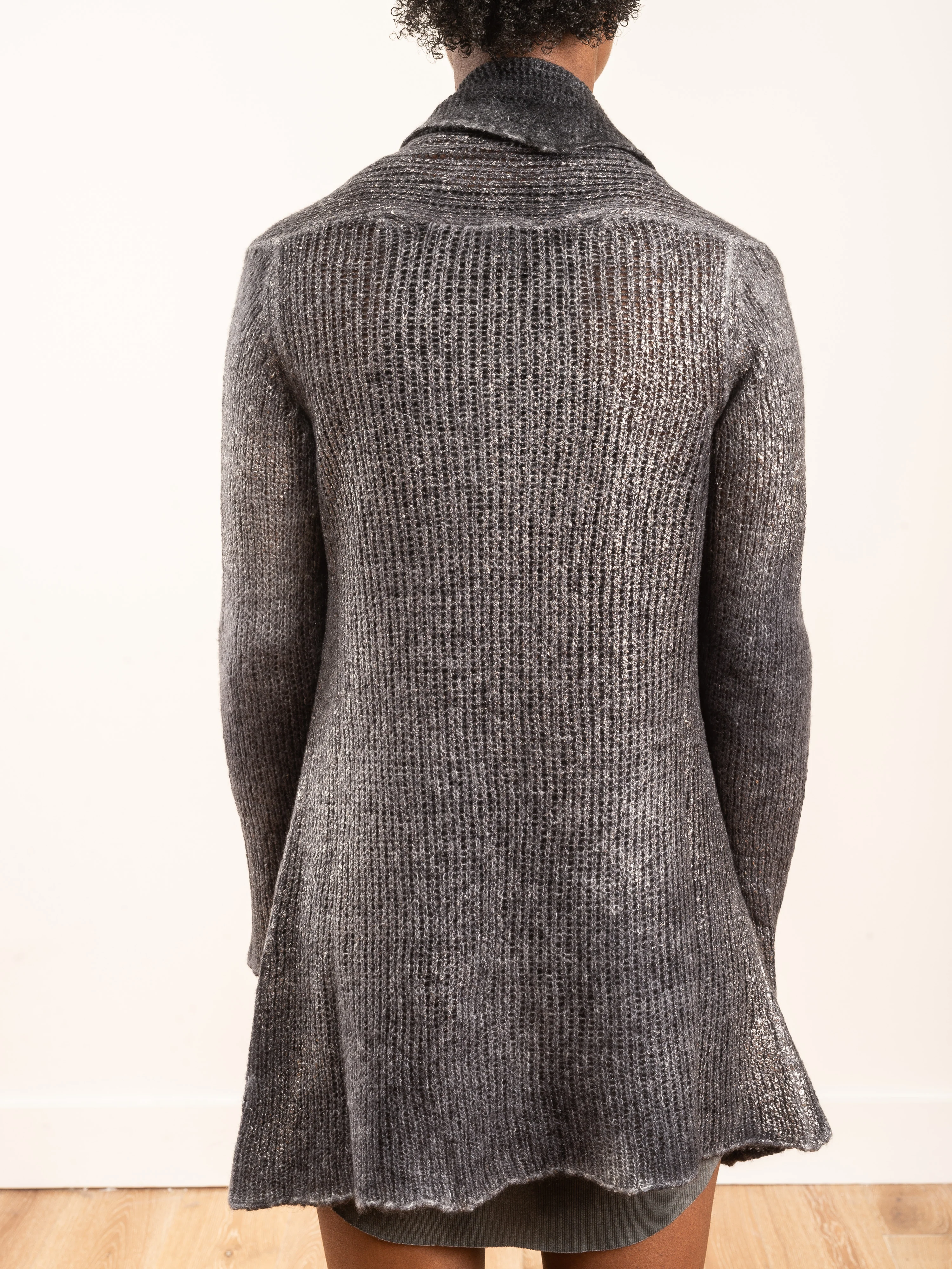 long distressed cardigan with shaded lamination - Image 6