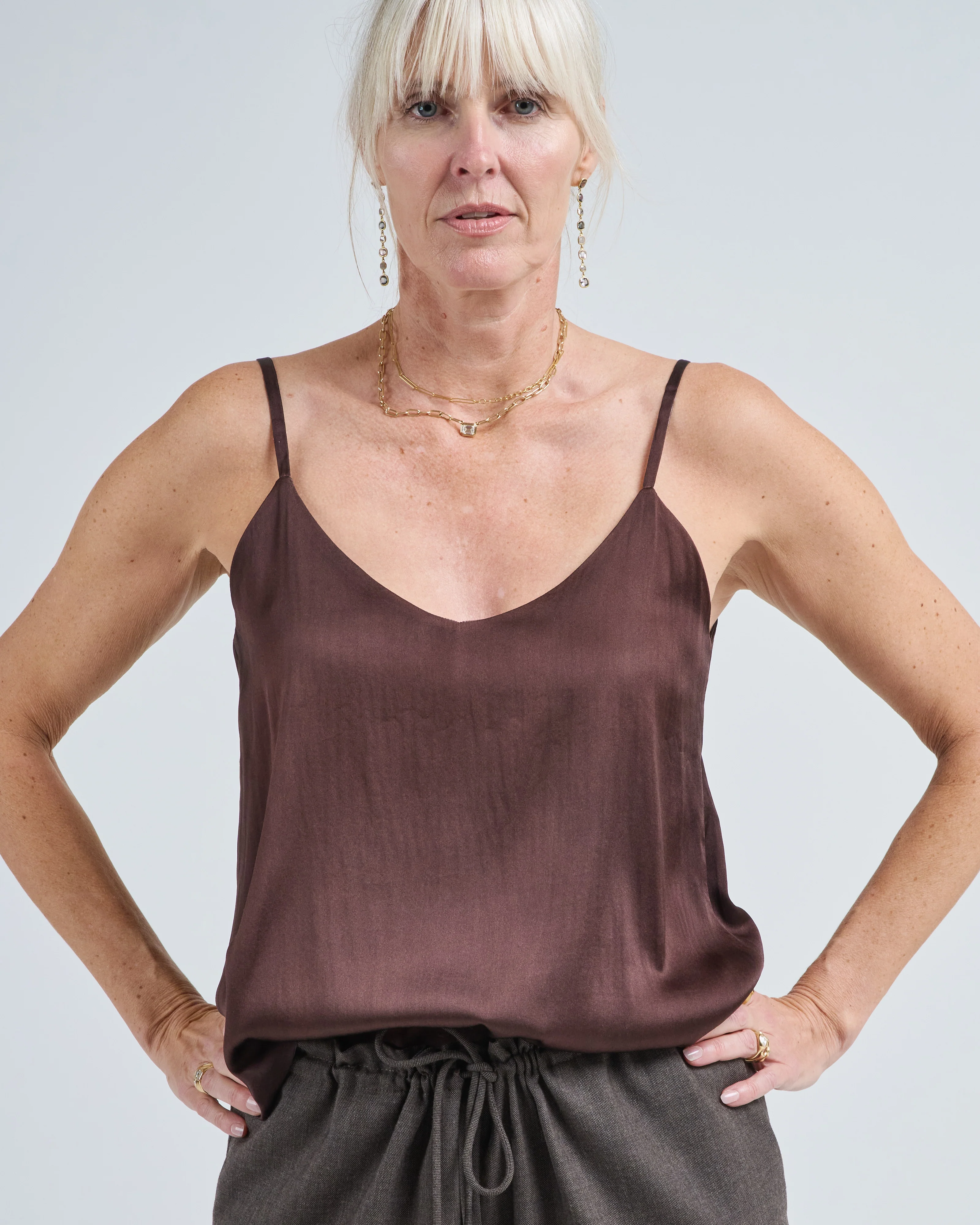marble lamination effect silk tank top - Image 5