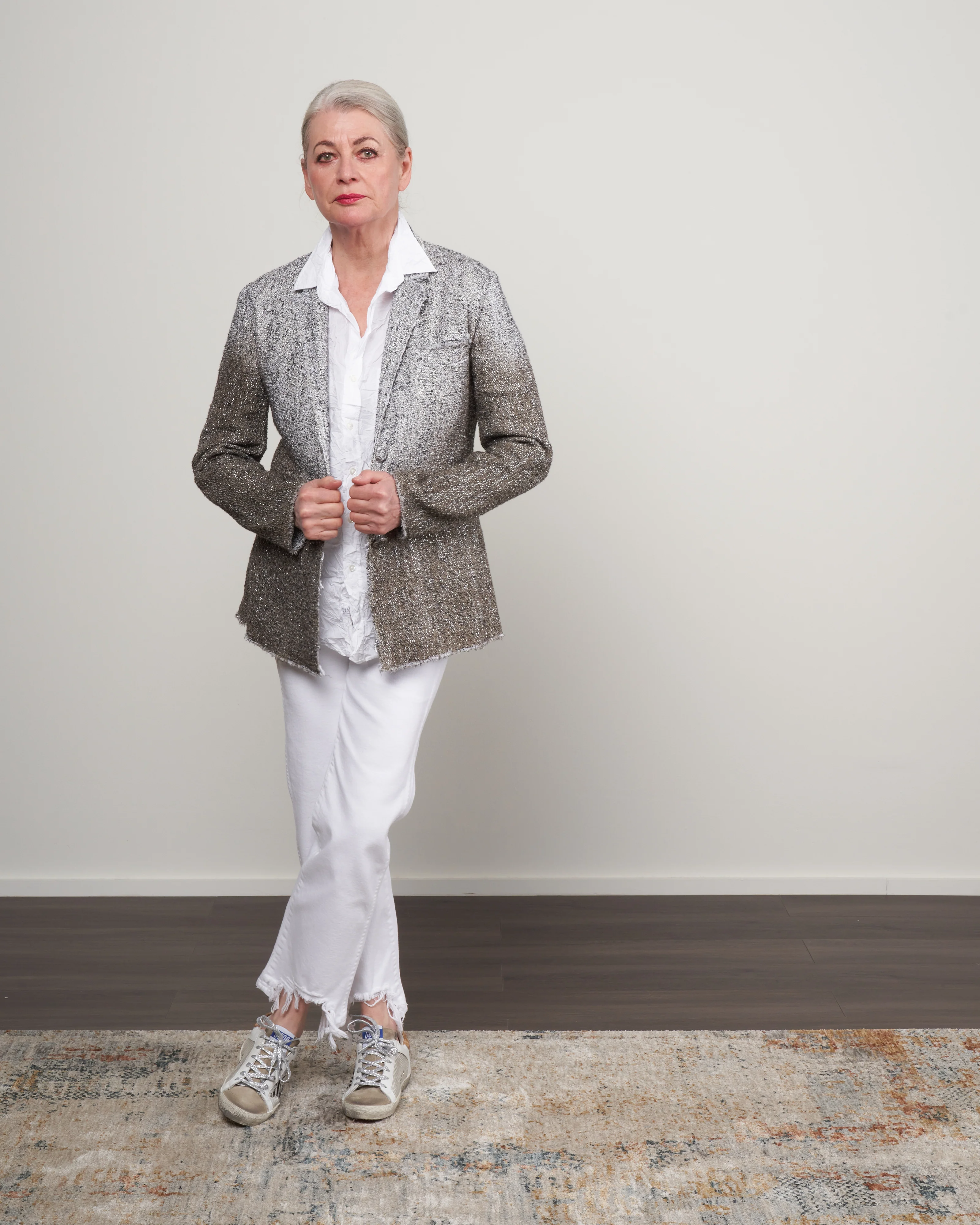 metallic mat stitch rever jacket with dyed areas - taupe - Image 2