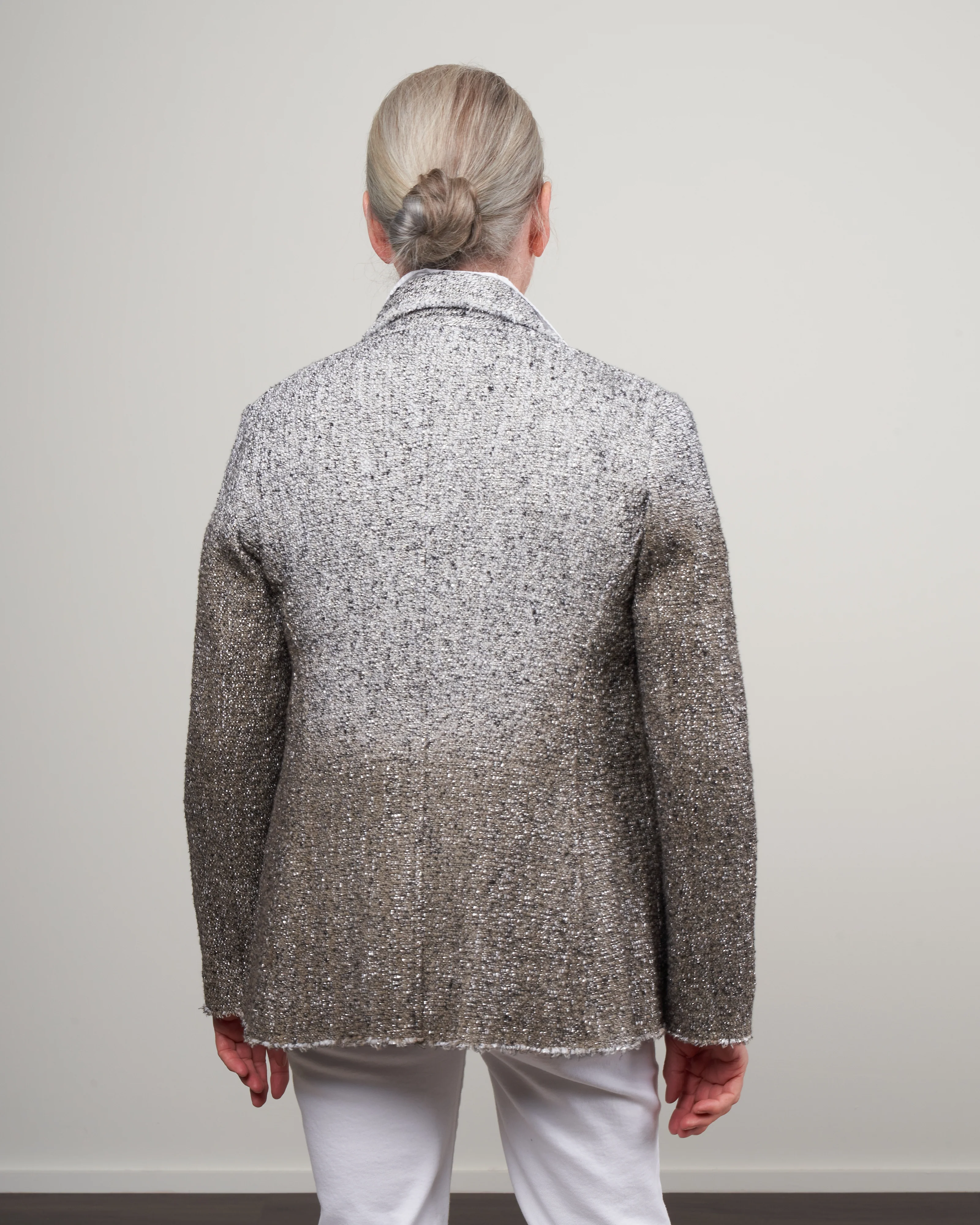 metallic mat stitch rever jacket with dyed areas - taupe - Image 4